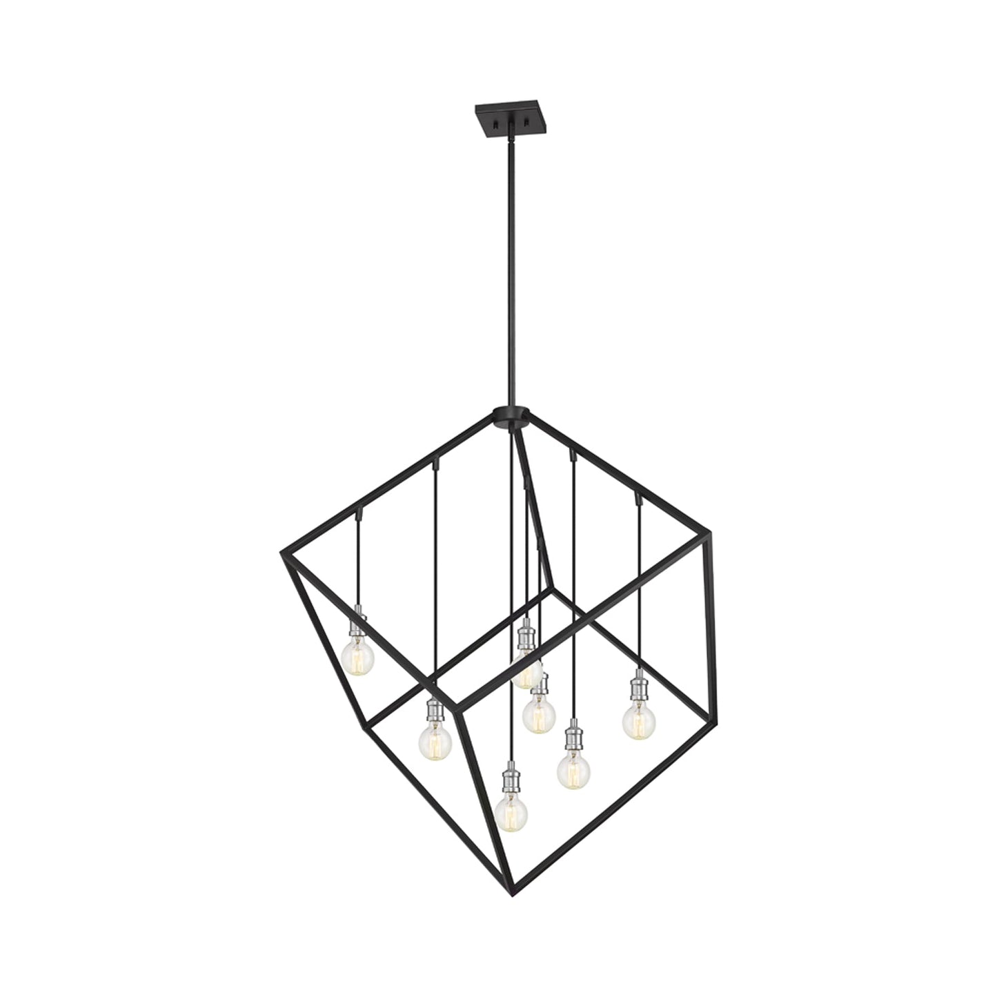 Vertical Cube Chandelier in Matte Black/Brushed Nickel (44-Inch).