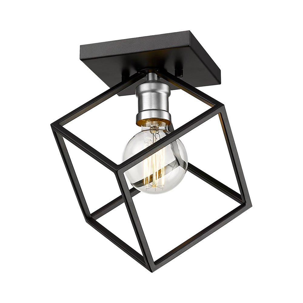 Vertical Flush Mount Ceiling Light in Matte Black/Brushed Nickel.