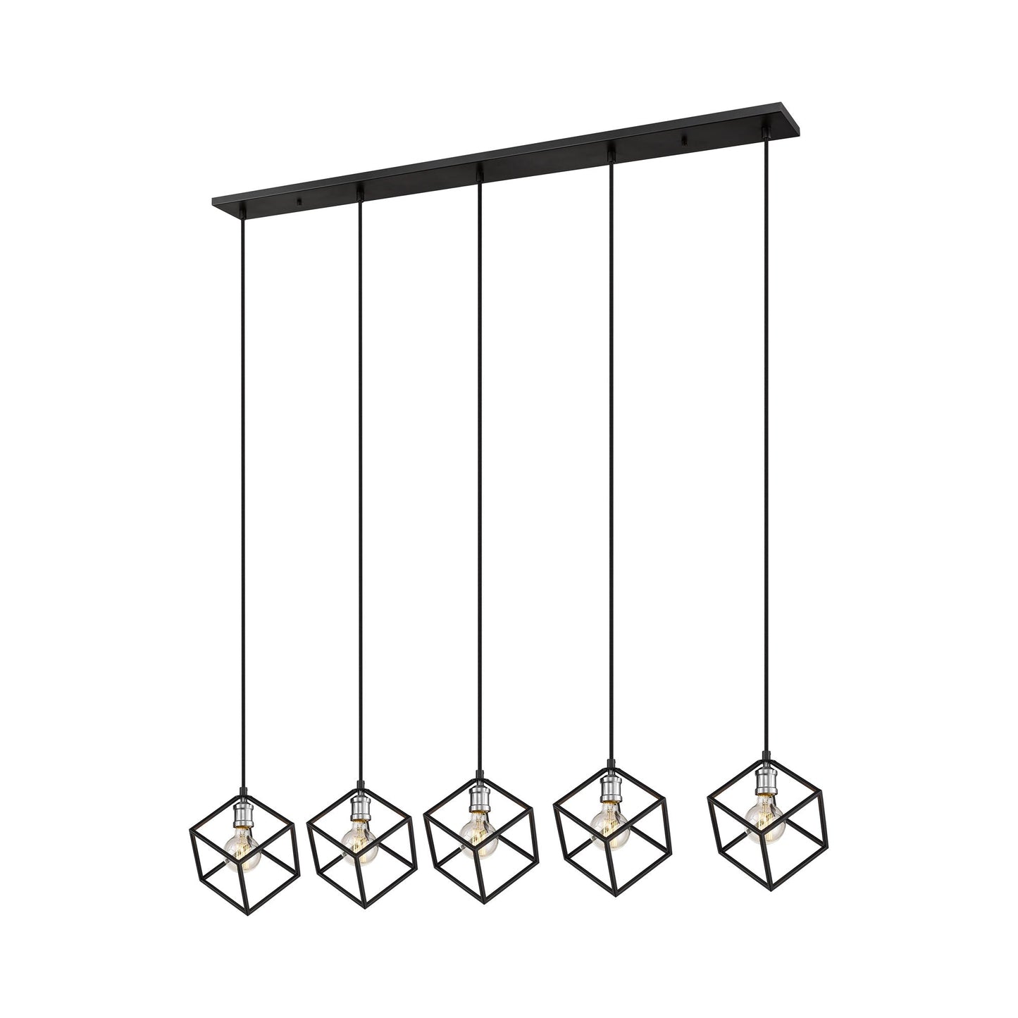 Vertical Linear Chandelier in Matte Black/Brushed Nickel (5-Light).