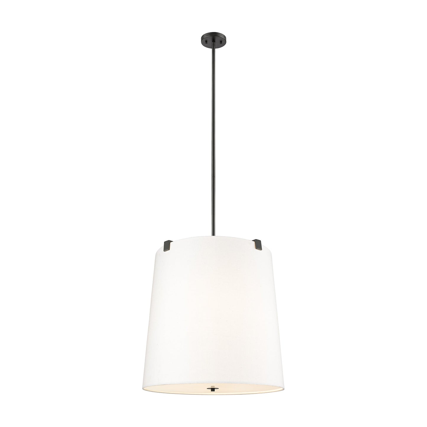 Weston Pendant Light in Matte Black/White Linen (24-Inch).