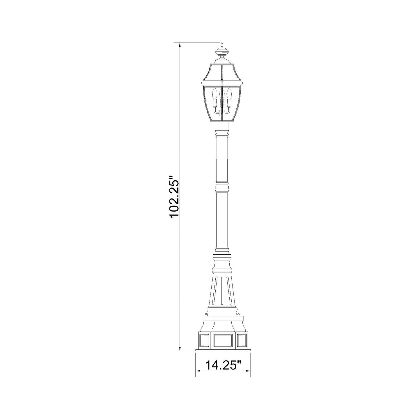 Westover 564P Outdoor Post Light - line drawing.