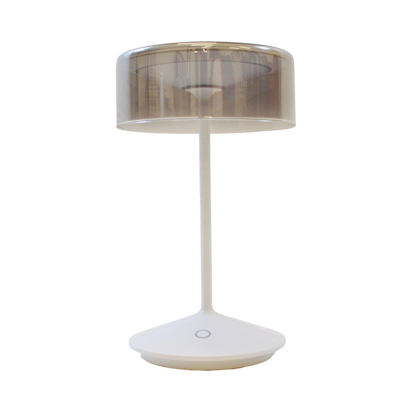 Crystal Outdoor Rechargeable LED Table Lamp in White/Smoke.