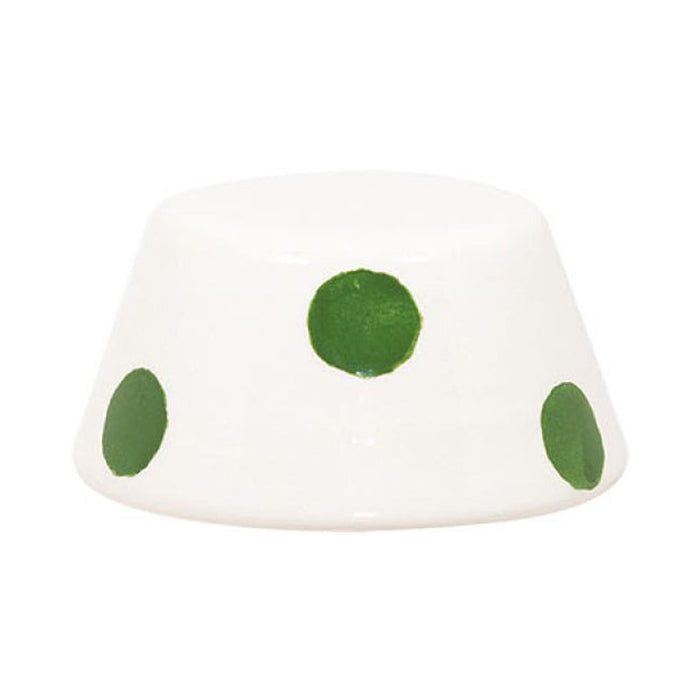 Mini Ceramic Lamp Shade For Swap Table Lamps in White with Green Dots.