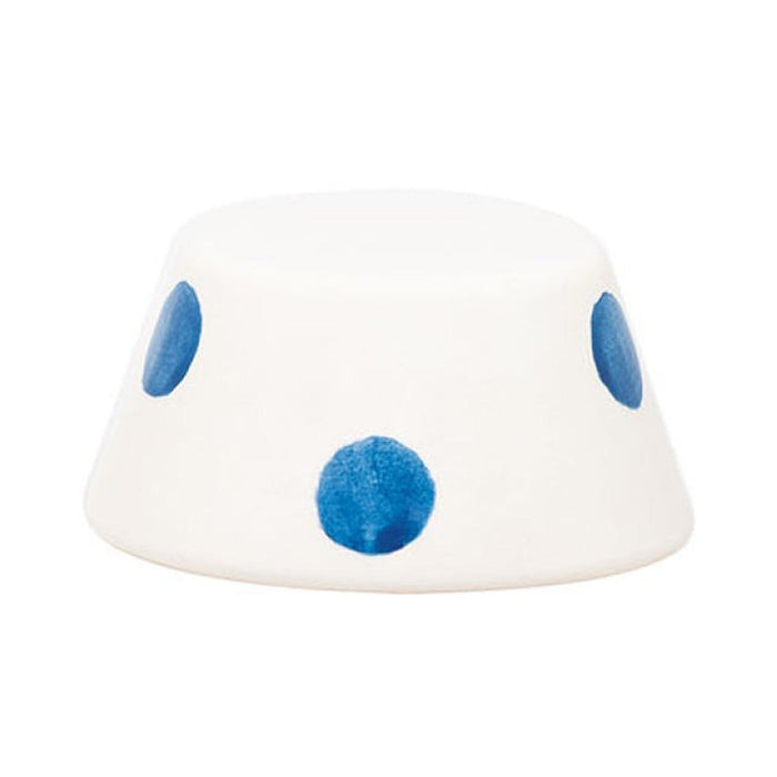 Mini Ceramic Lamp Shade For Swap Table Lamps in White with Light Blue Dots.