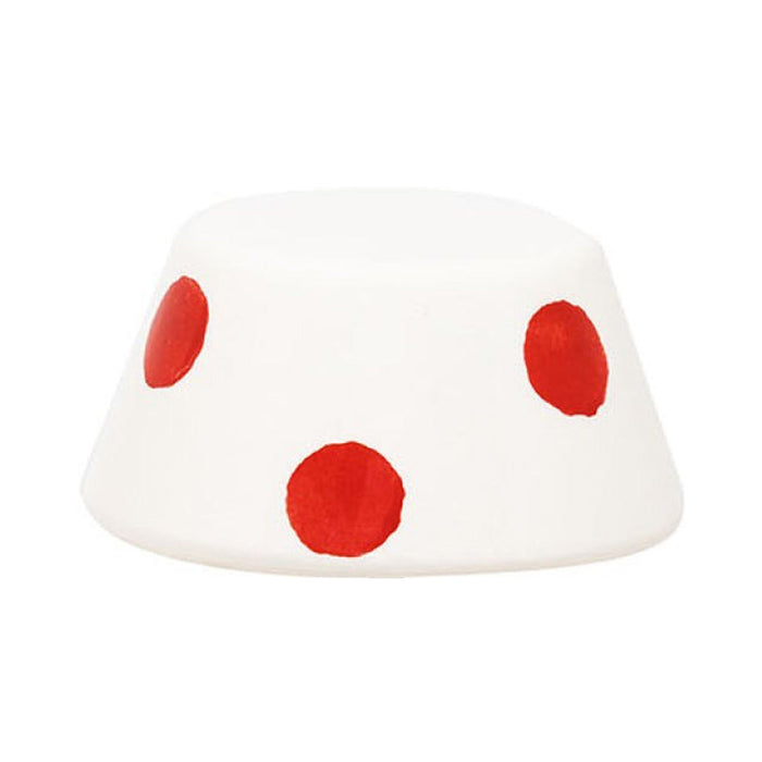 Mini Ceramic Lamp Shade For Swap Table Lamps in White with Red Dots.