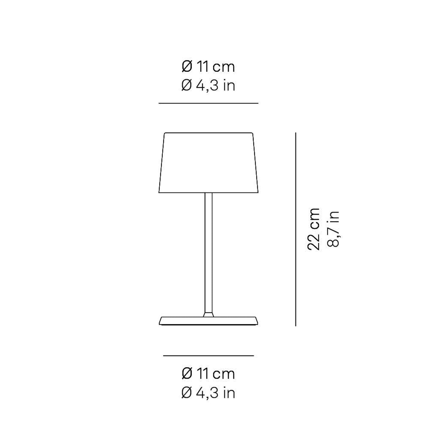 Olivia Mini LED Table Lamp - line drawing.