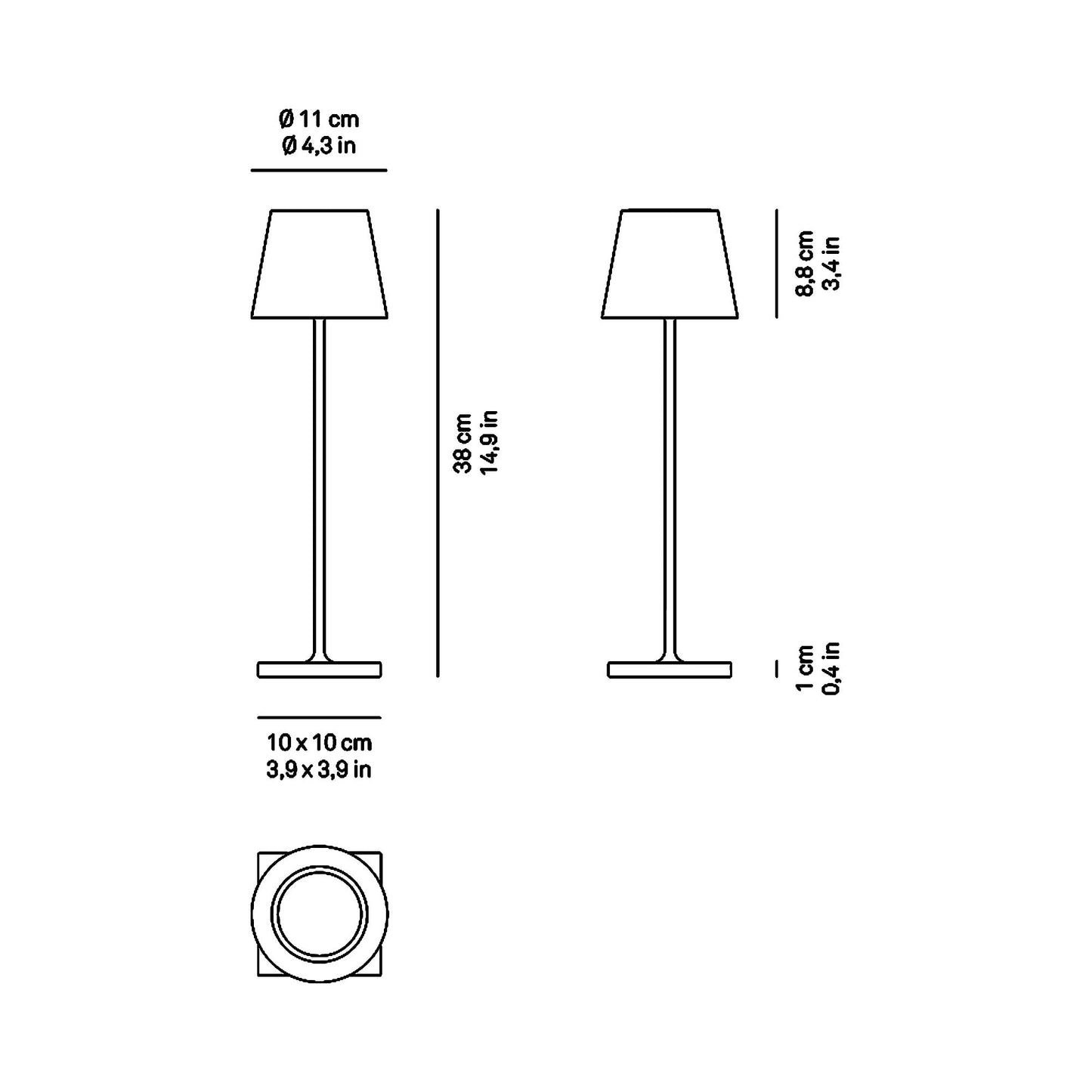 Poldina Pro LED Table Lamp - line drawing.
