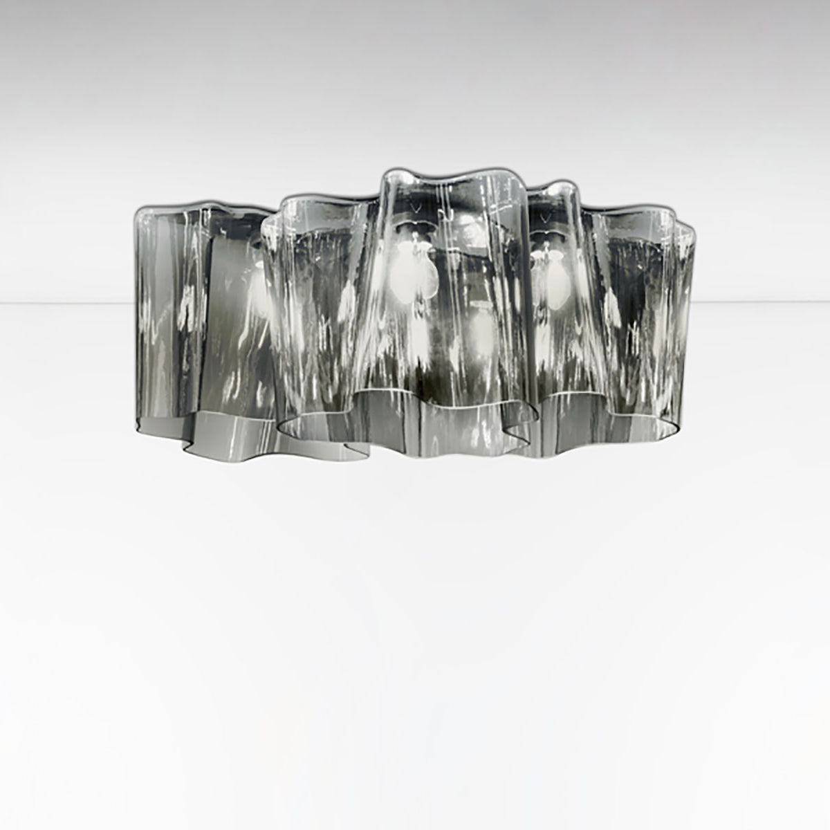 Logico Semi-Flush Mount Ceiling Light in Grey Smoke /Pale Grey/Mini Ceiling Triple Linear.