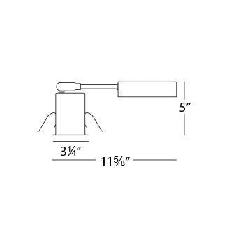 2.5 Inch Low Voltage Remodel Non-IC LED Recessed Housing - line drawing.