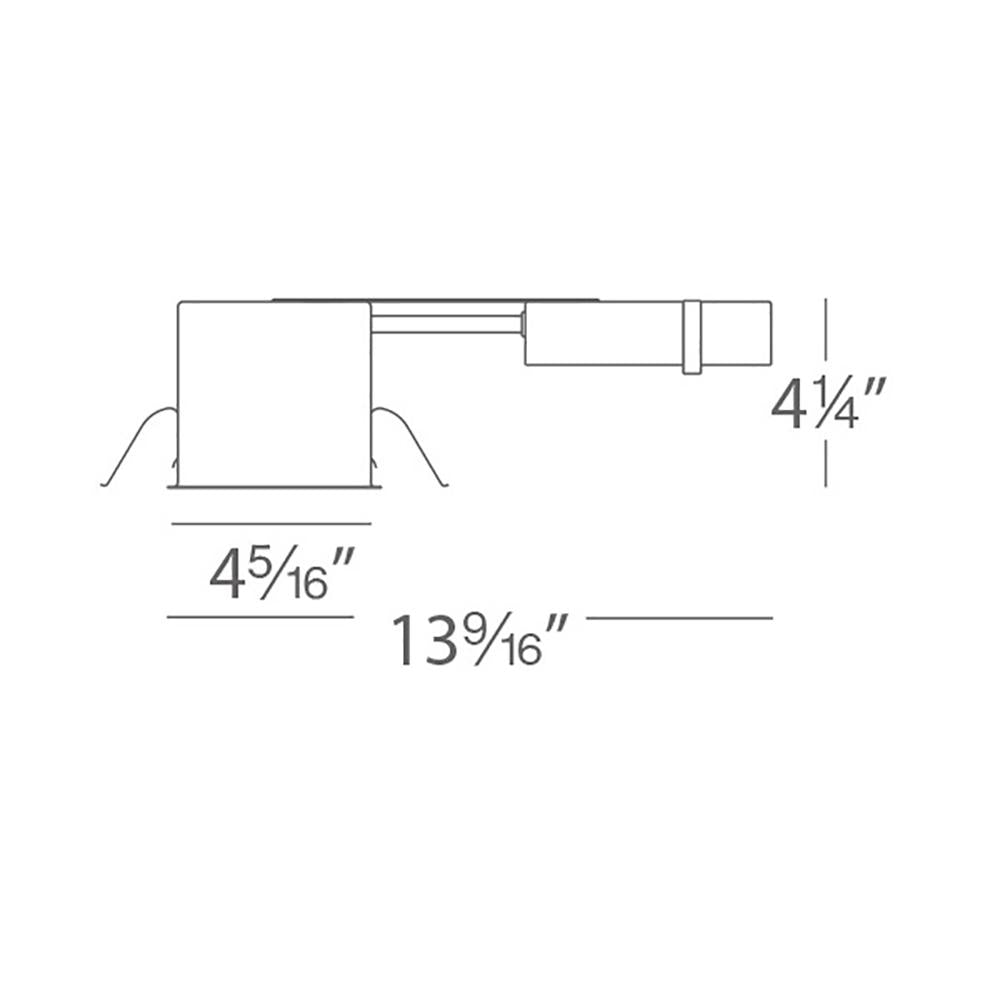 4 Inch Low Voltage Remodel Non-IC Recessed Housing - line drawing.
