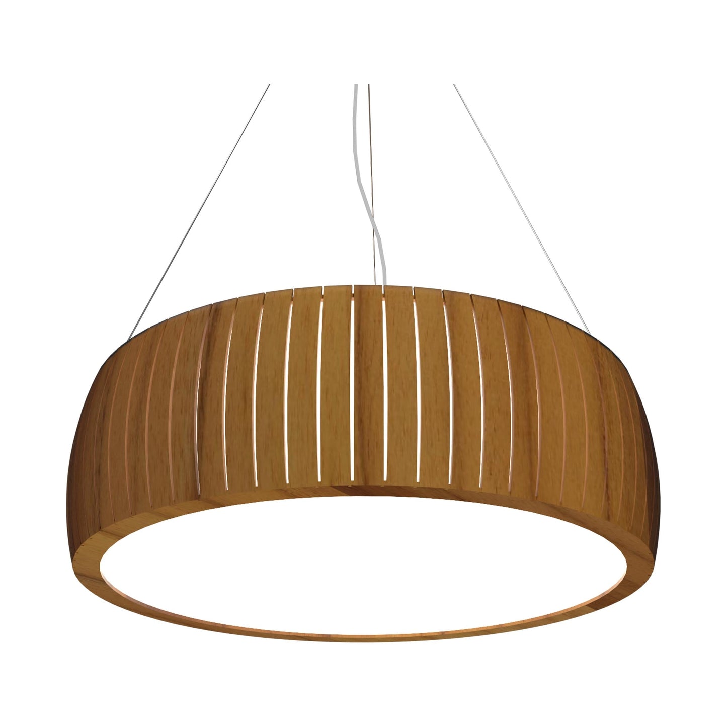 Barril LED Drum Pendant Light in Teak (35.43-Inch).