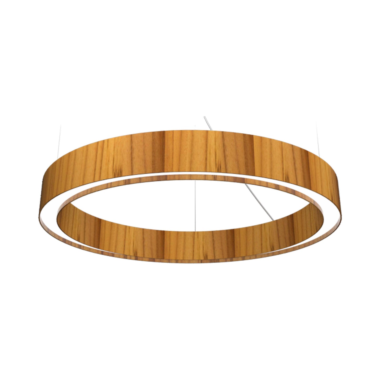 Cylindrical LED Pendant Light in Teak (23.62-Inch).