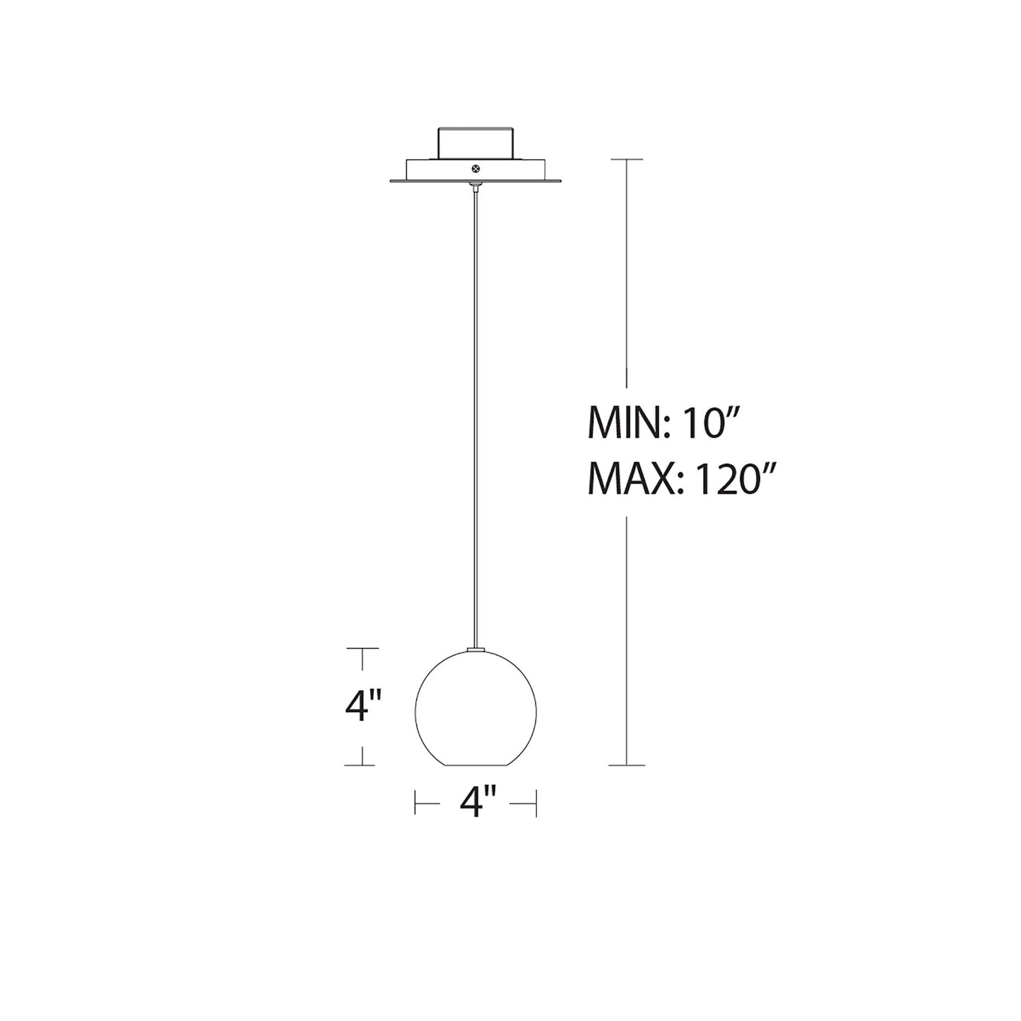 Acid Round LED Pendant Light- line drawing.