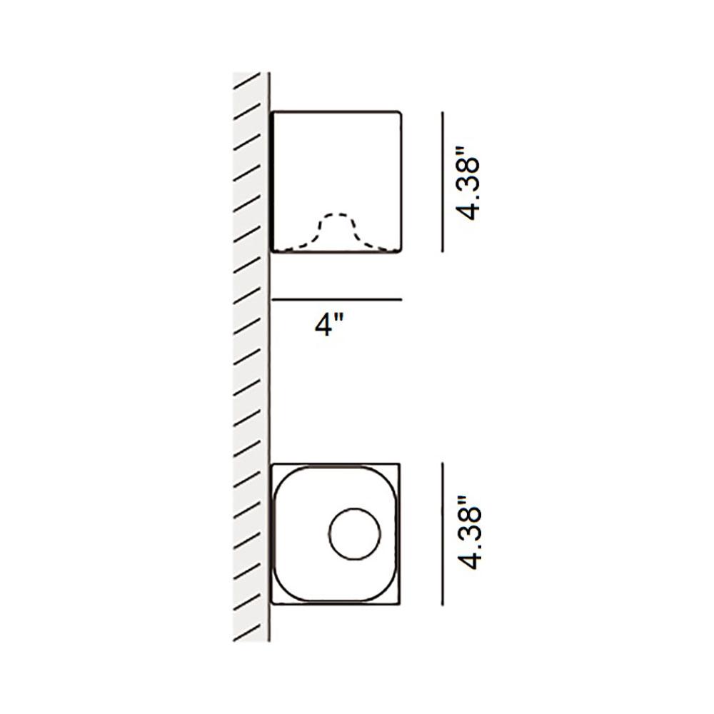 Aede LED Wall Light - line drawing.
