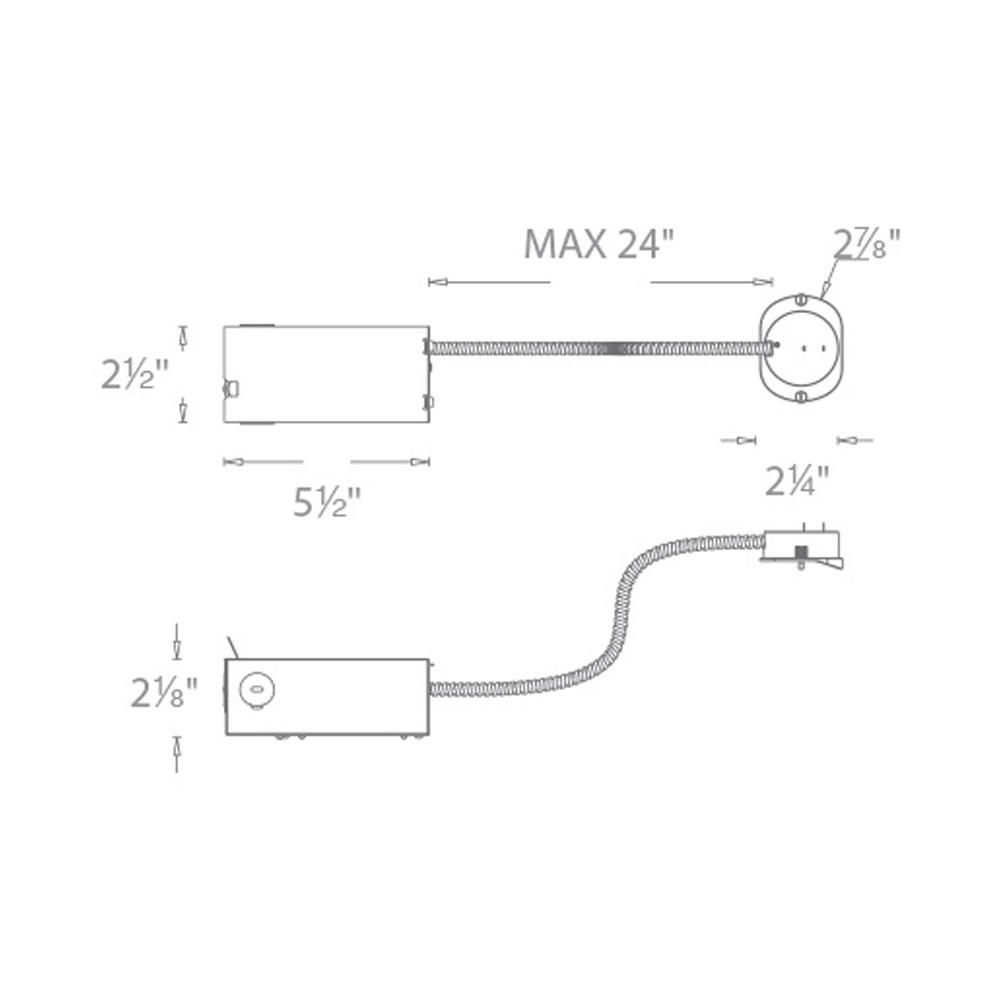 Aether 3.5 Inch Adjustable and Wall Wash Remodel Recessed Housing - line drawing.