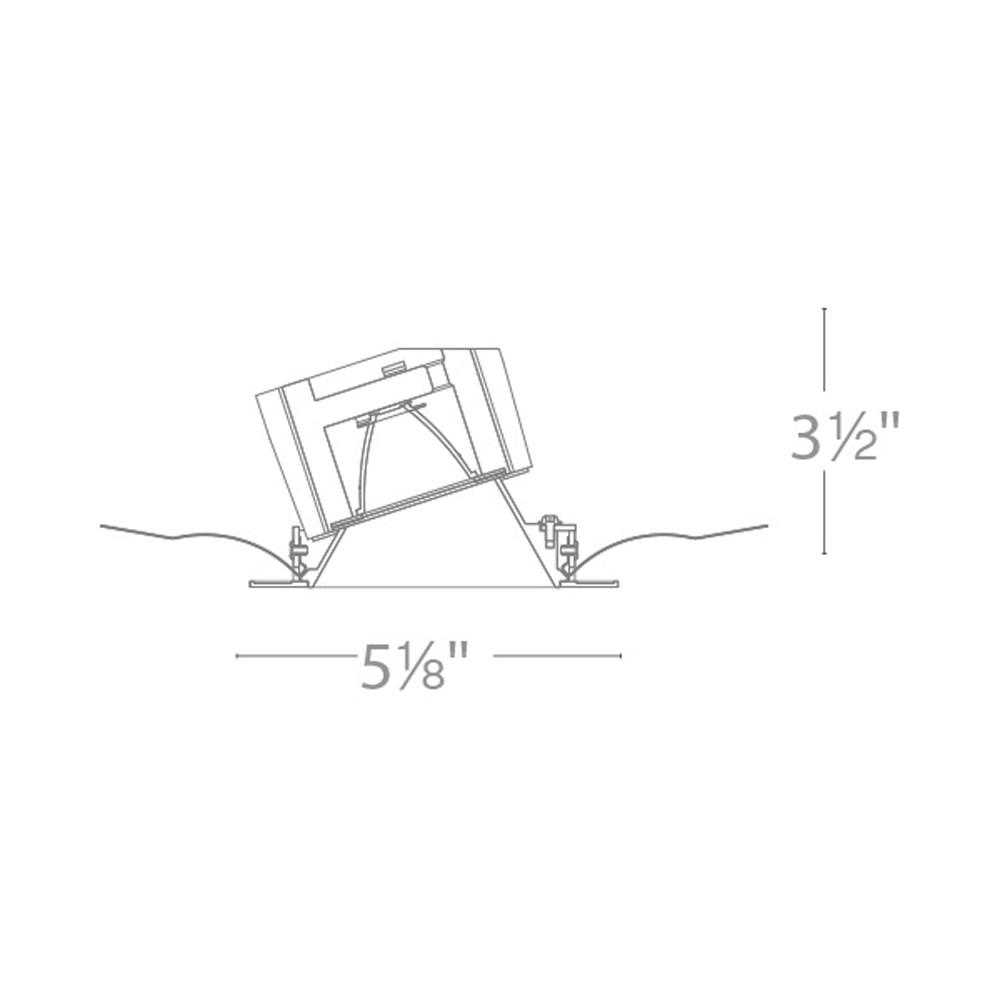 Aether 3.5 Inch Adjustable Trimless Square Downlight LED Recessed Trim - line drawing.