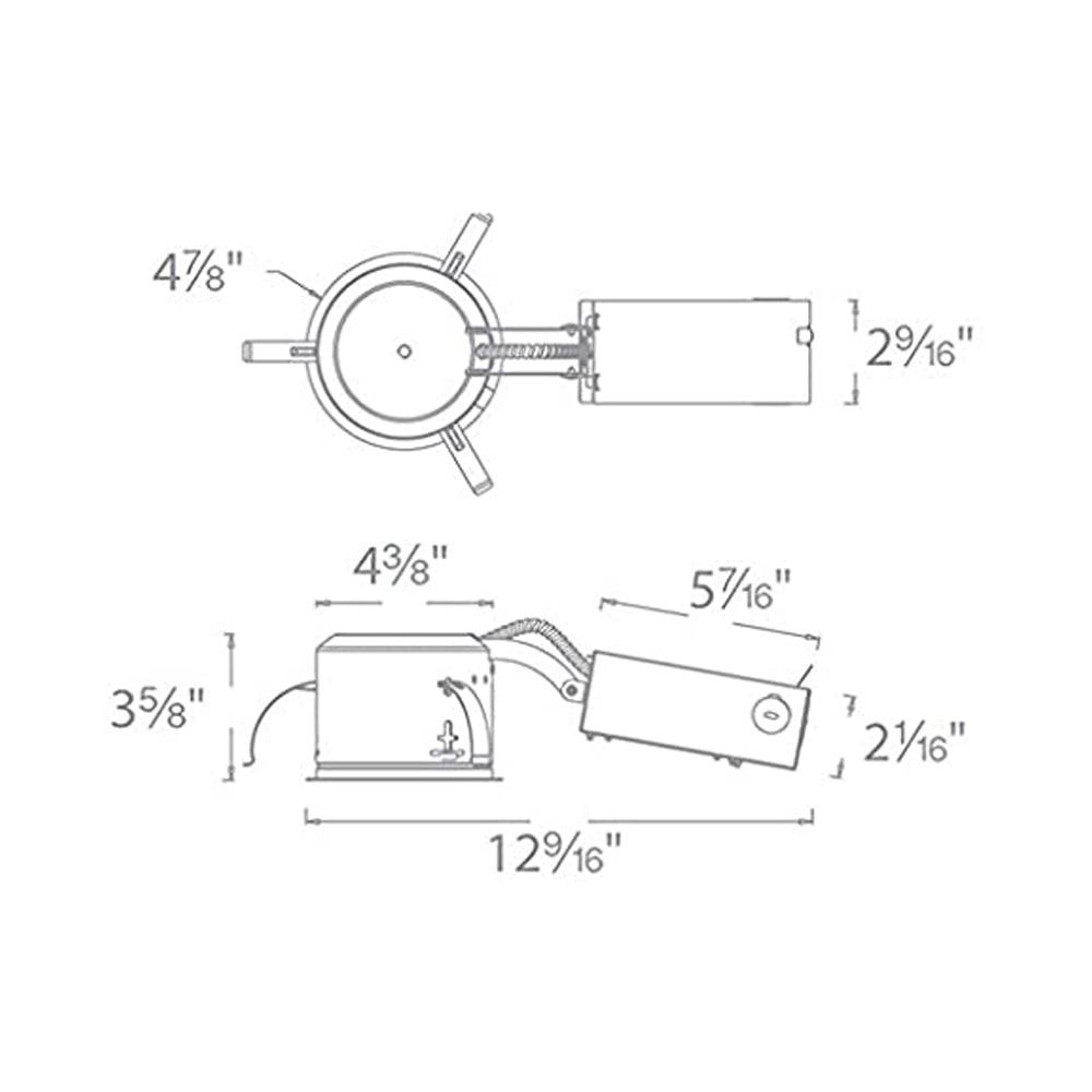 Aether 3.5 Inch Remodel Recessed Housing - line drawing.