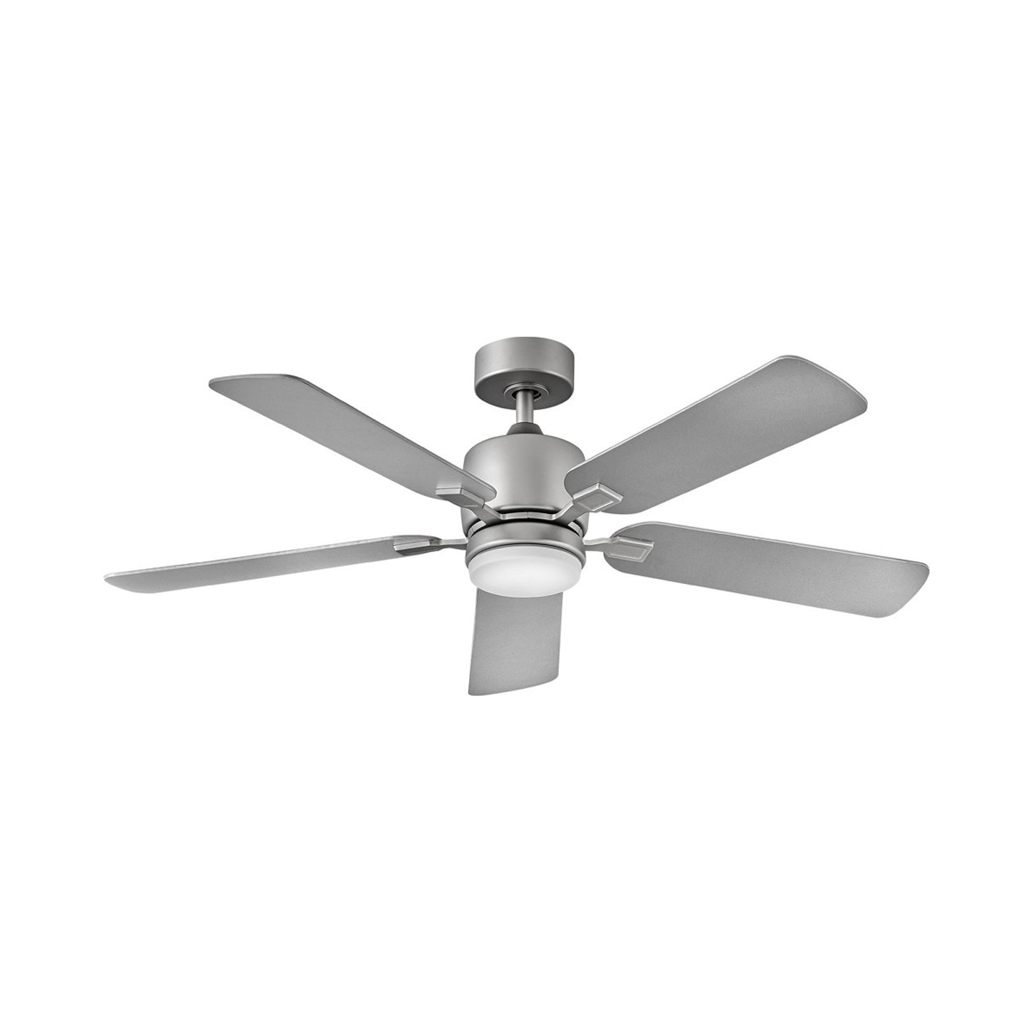 Afton LED Ceiling Fan in Satin Steel.