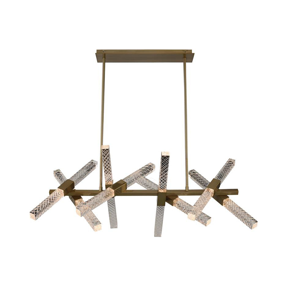 Apollo LED Linear Pendant Light in Brushed Champagne Gold.