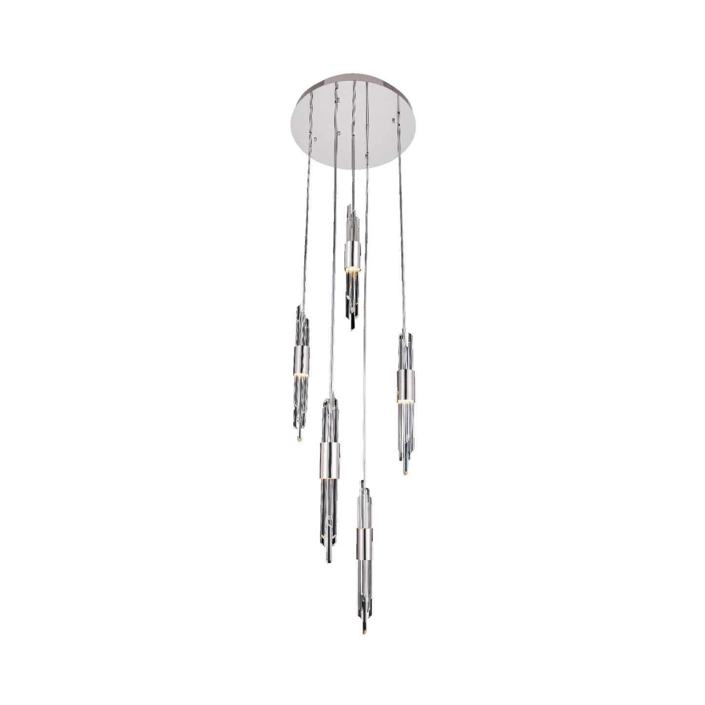 Lucca Multi Light Pendant Light in Polished Chrome (5-Light).
