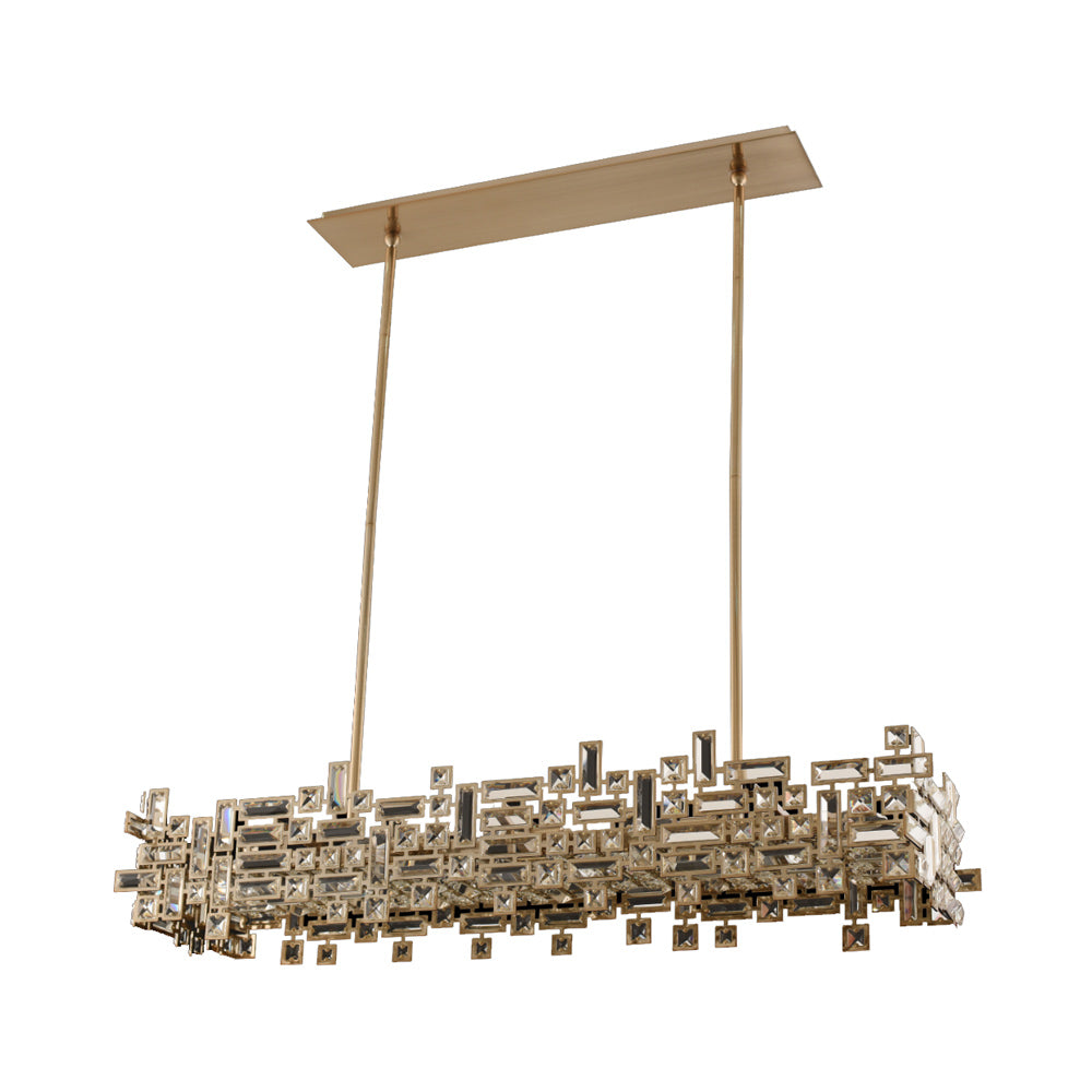 Vermeer Linear Pendant Light in Brushed Champagne Gold (8-Light).