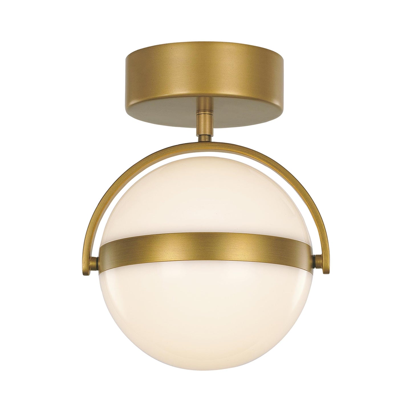 Globo LED Semi Flush Mount Ceiling Light in Brushed Gold.