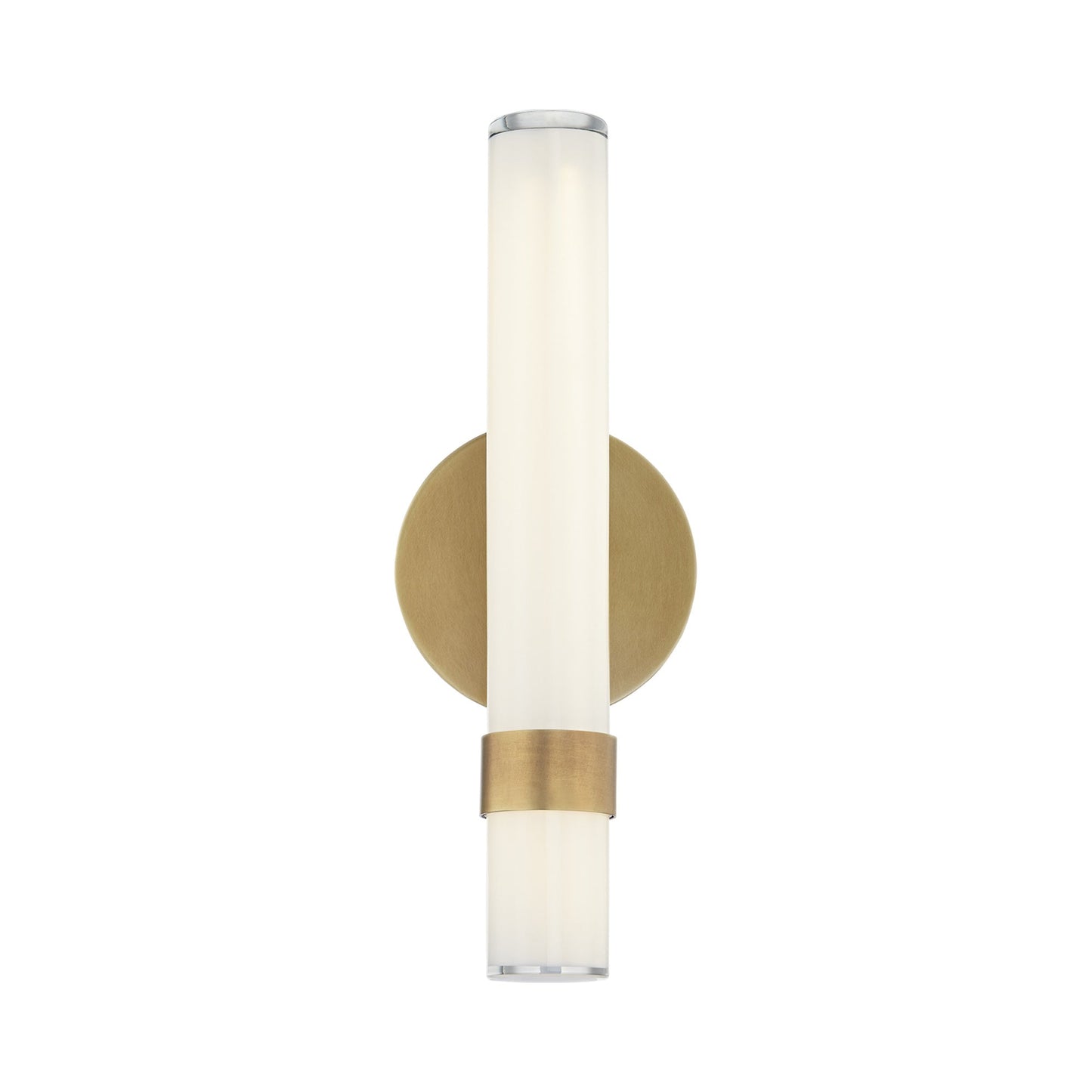 Madison LED Bath Wall Light in Vintage Brass.