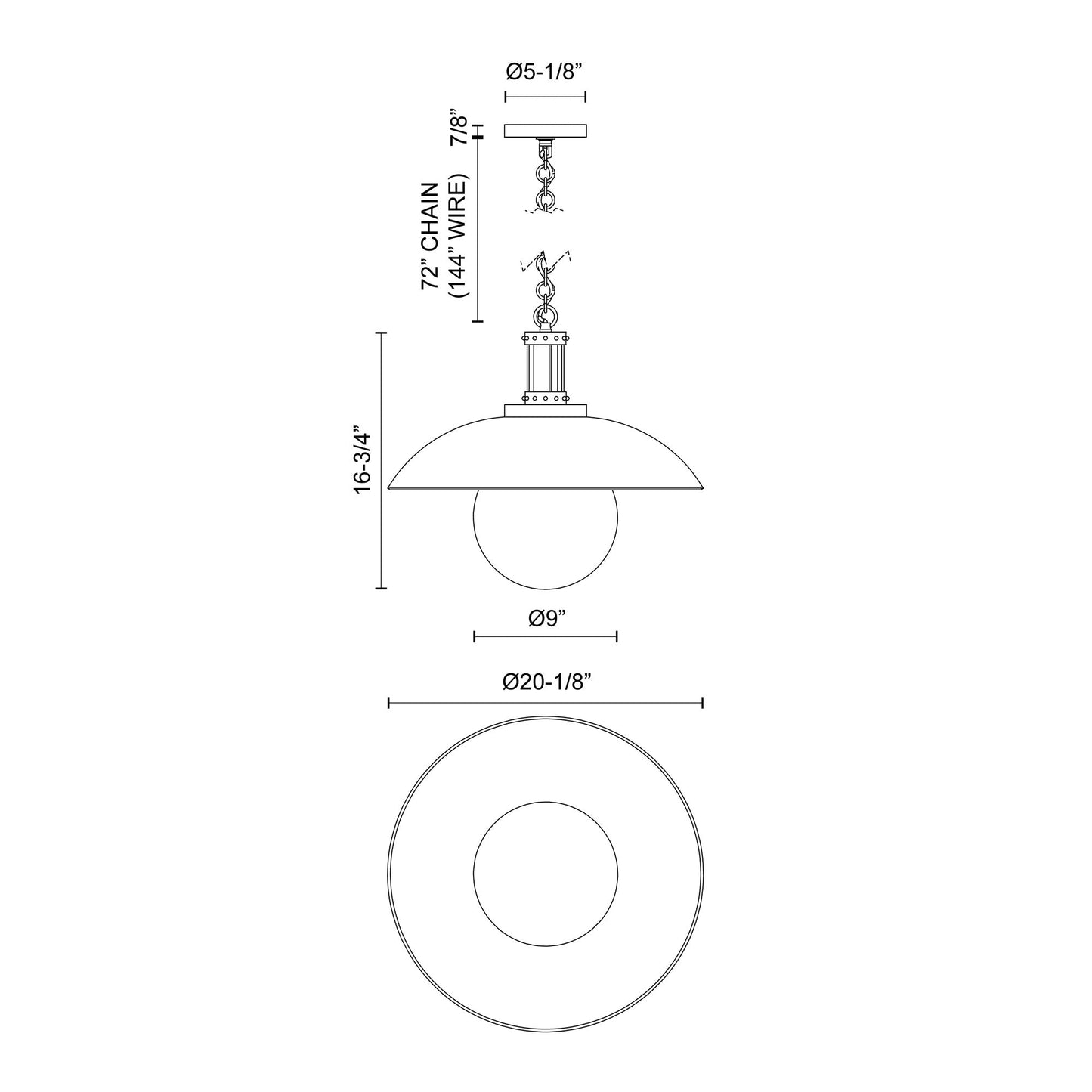 Oviatt Pendant Light - line drawing.