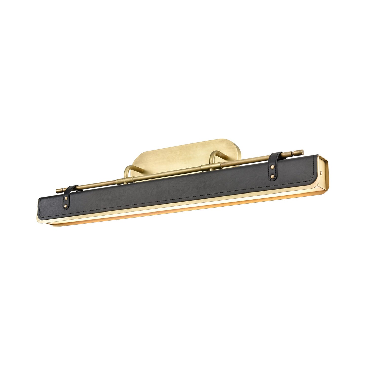 Valise LED Wall Light in Vintage Brass/Tuxedo Leather (Large).