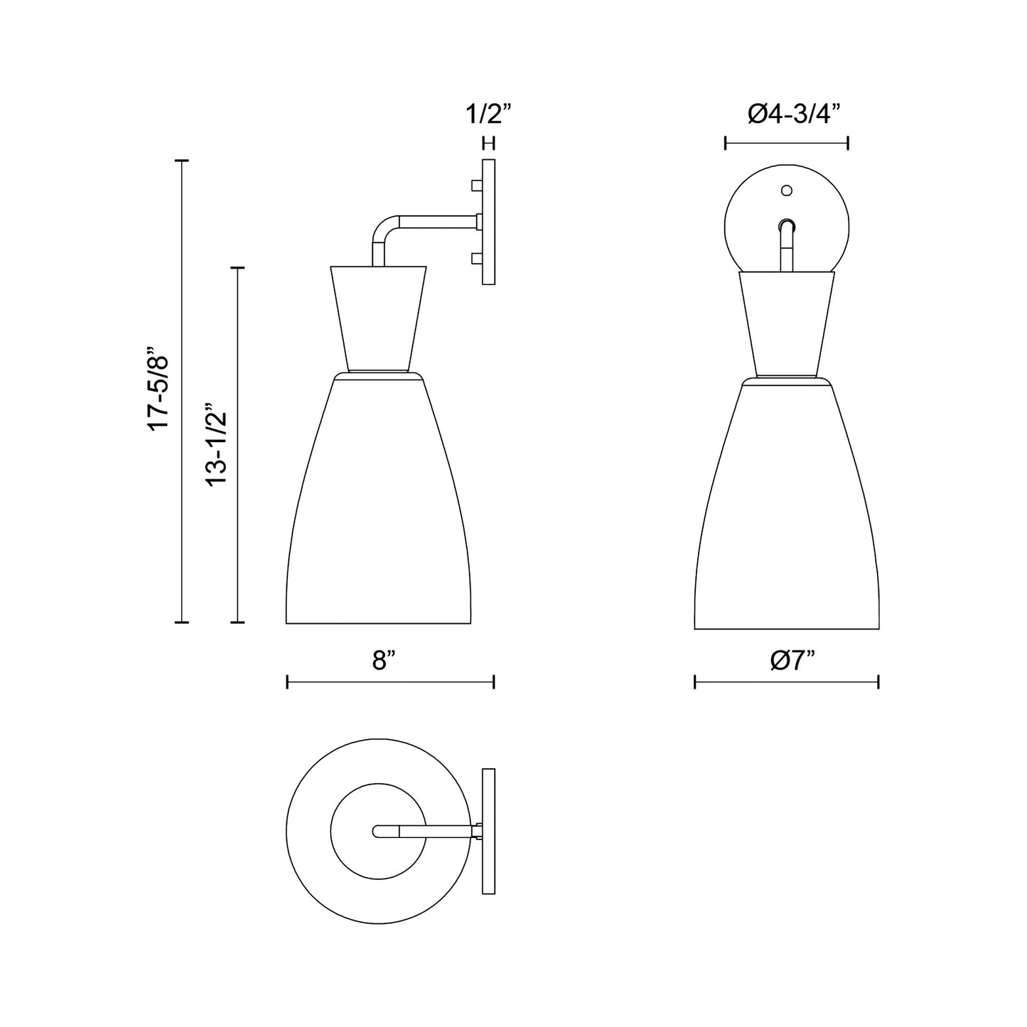 Arlo Wall Light - line drawing.