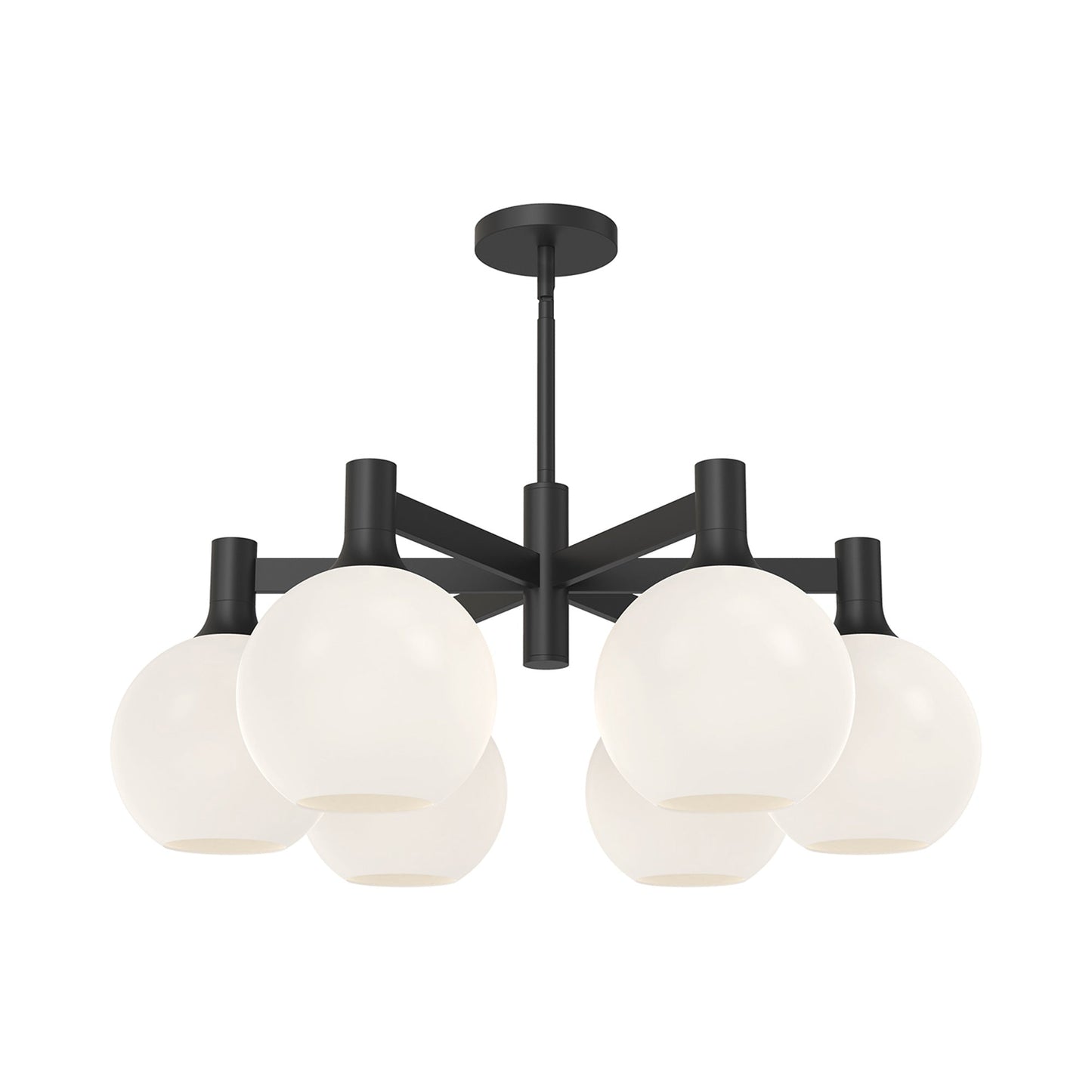 Castilla Chandelier in Matte Black/Opal Matte Glass (6-Light).
