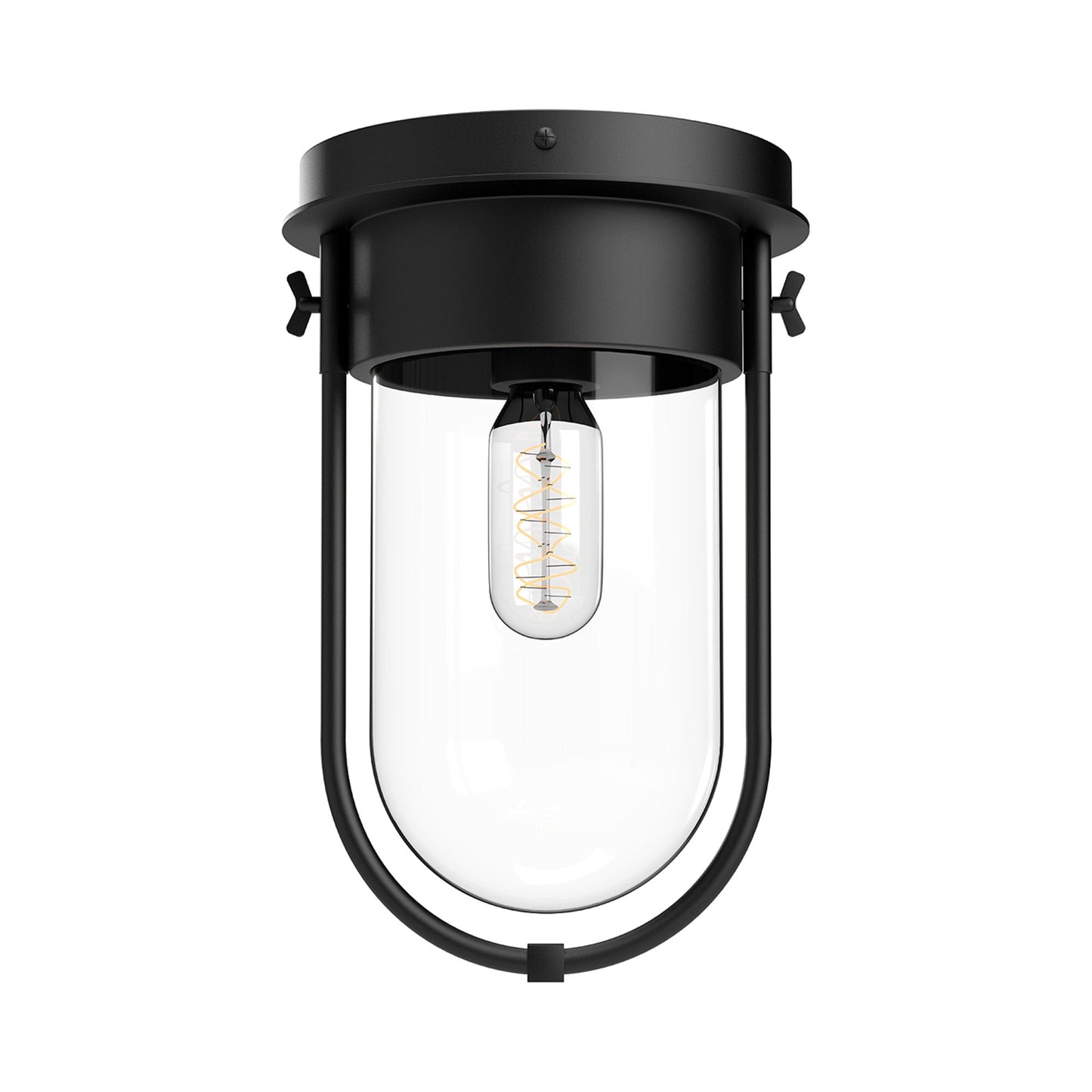 Cyrus Flush Mount Ceiling Light in Matte Black.