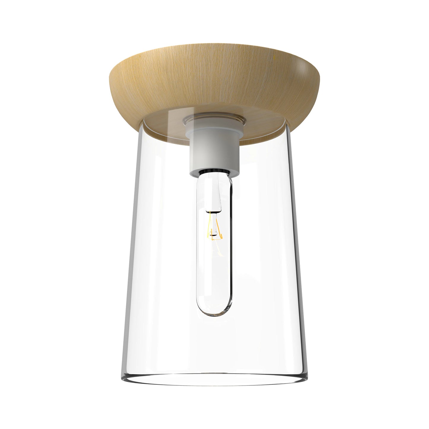 Emil Flush Mount Ceiling Light in White/White Oak.