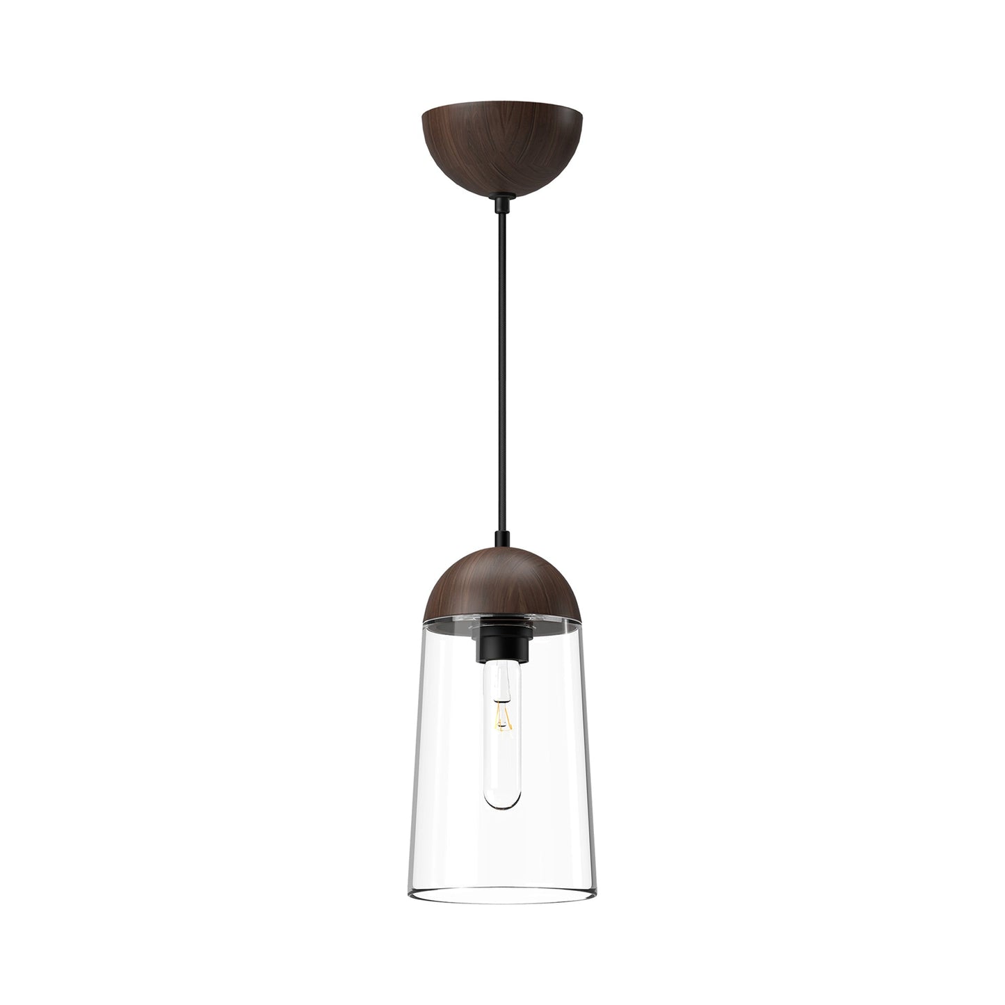 Emil Pendant Light in Matte Black/Walnut.