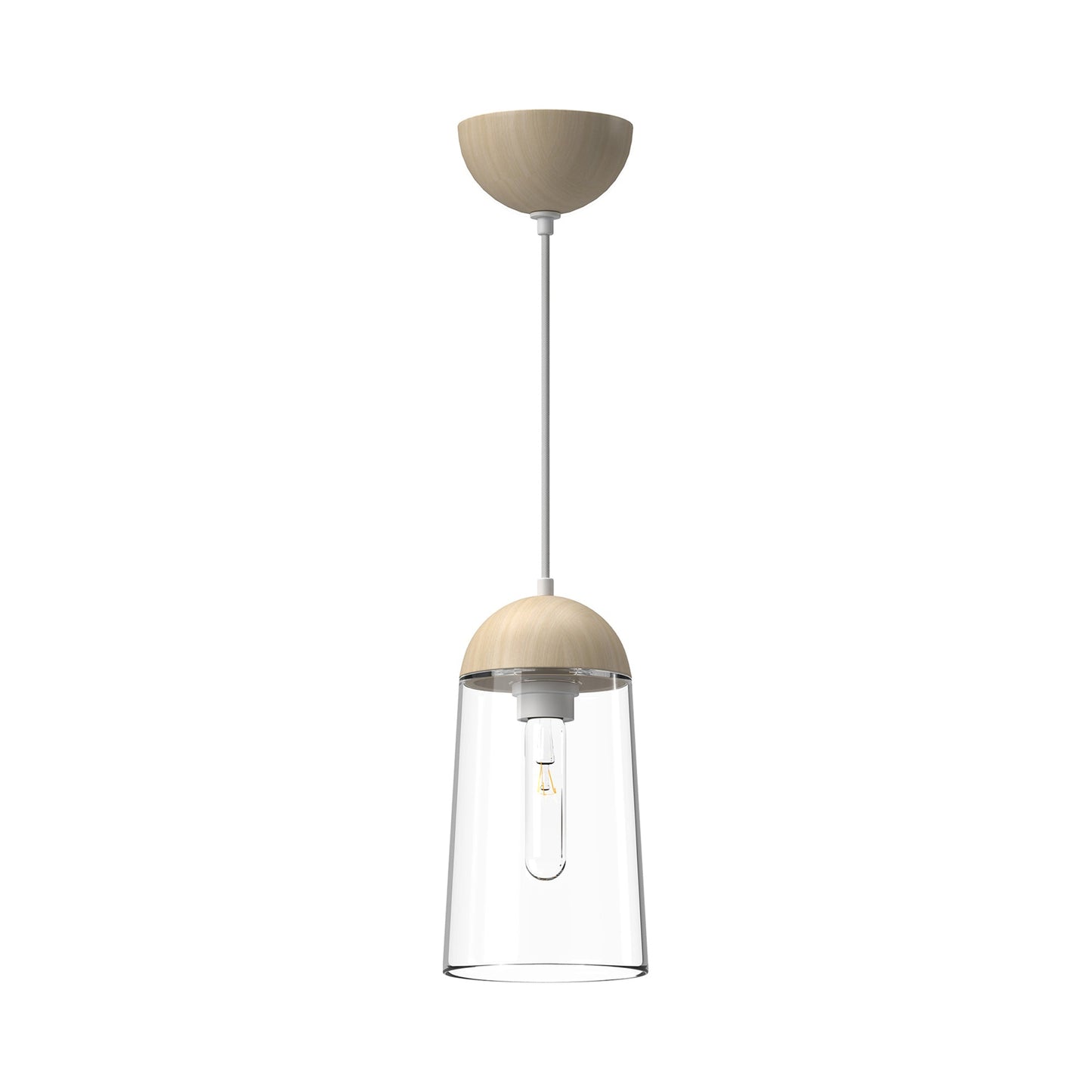 Emil Pendant Light in White/White Oak.