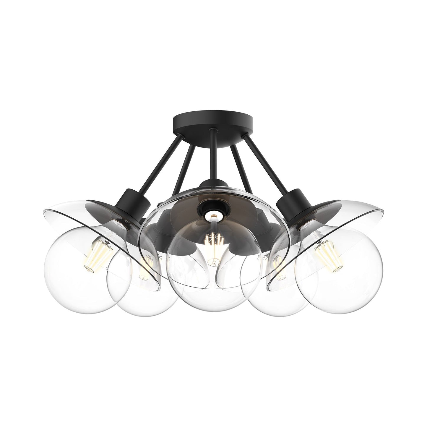 Francesca Semi Flush Mount Ceiling Light in Matte Black (19.75-Inch).