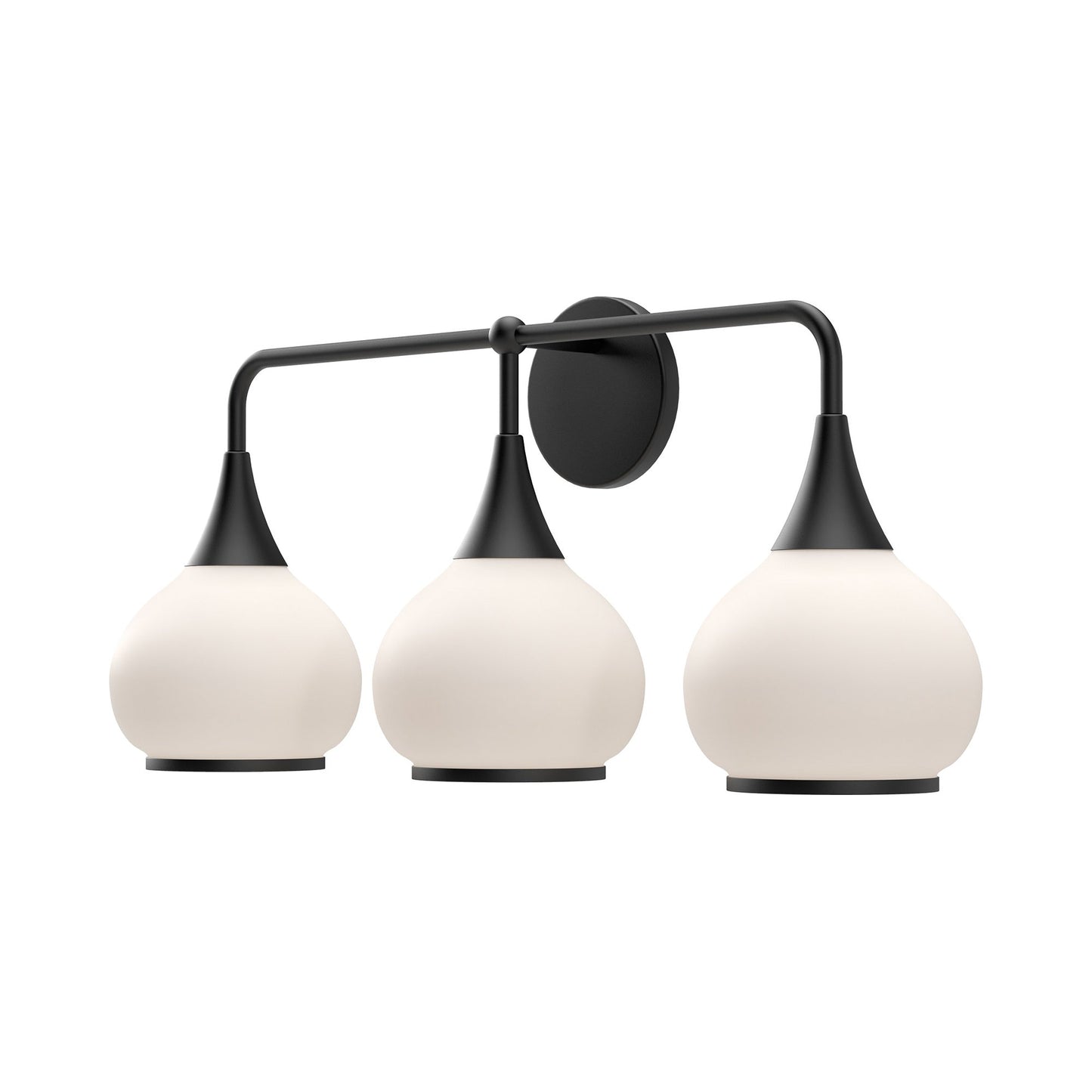 Hazel Vanity Wall Light in Matte Black/Opal Matte Glass (3-Light).