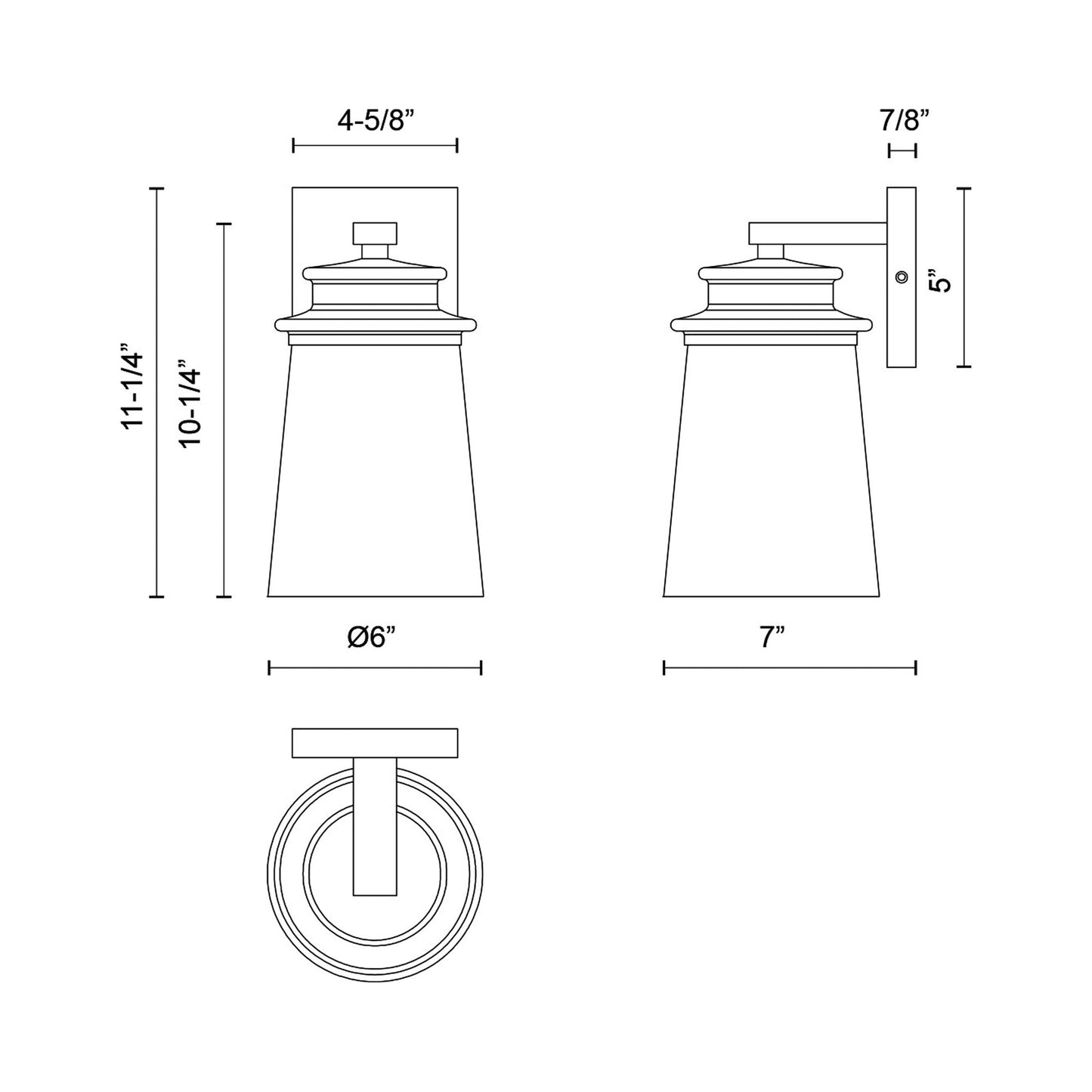 Quincy Bath Wall Light - line drawing.