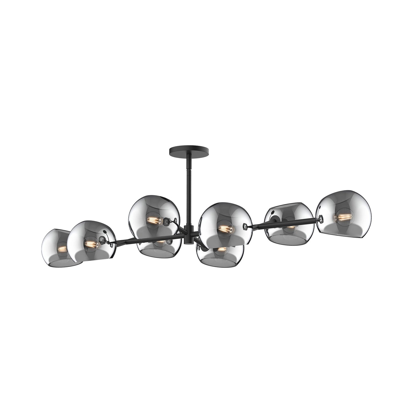 Willow Linear Pendant Light in Matte Black/Smoked Solid Glass.