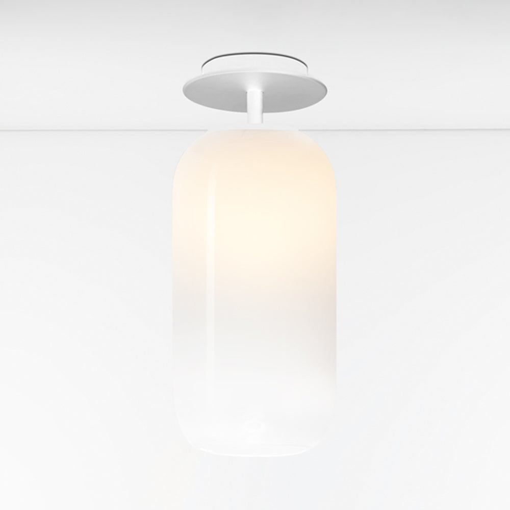 Gople Mini Semi-Flush Mount Ceiling Light - White/White / Large.