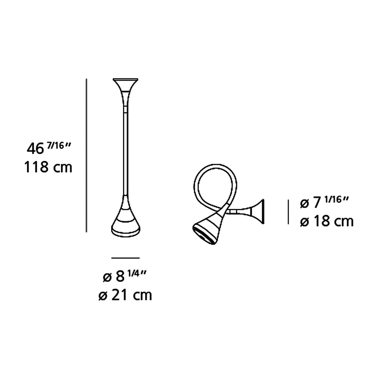 Pipe LED Ceiling / Wall Light - line drawing.