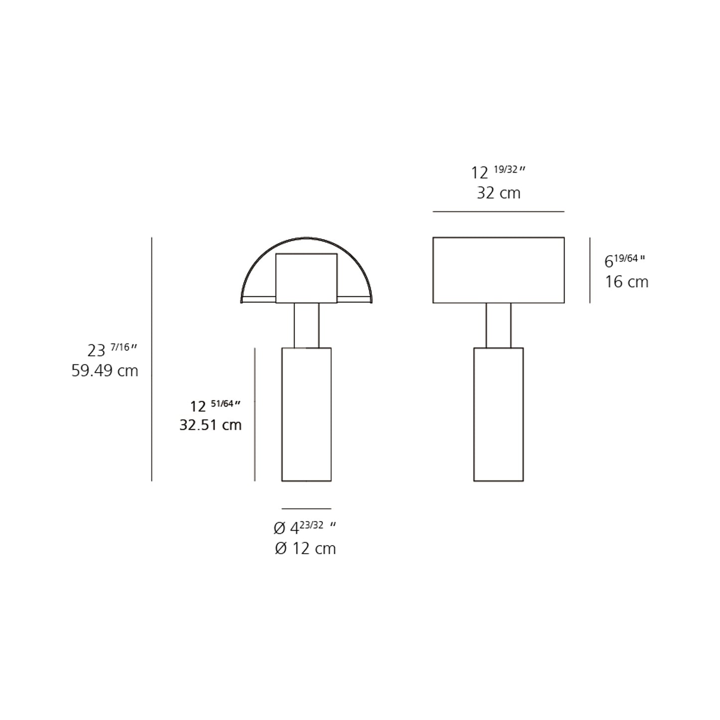 Shogun Table Lamp - line drawing.