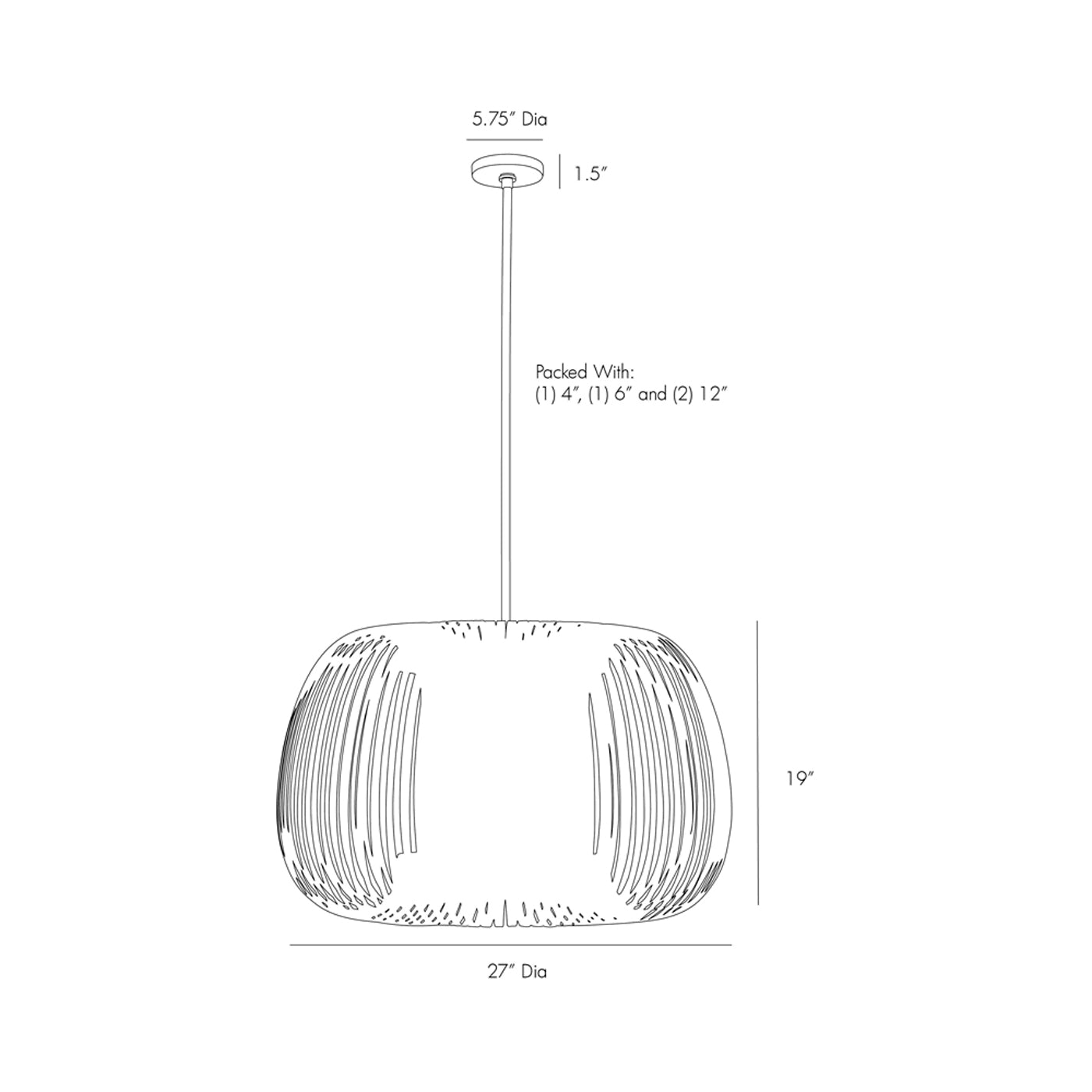 Mia Pendant Light - line drawing.