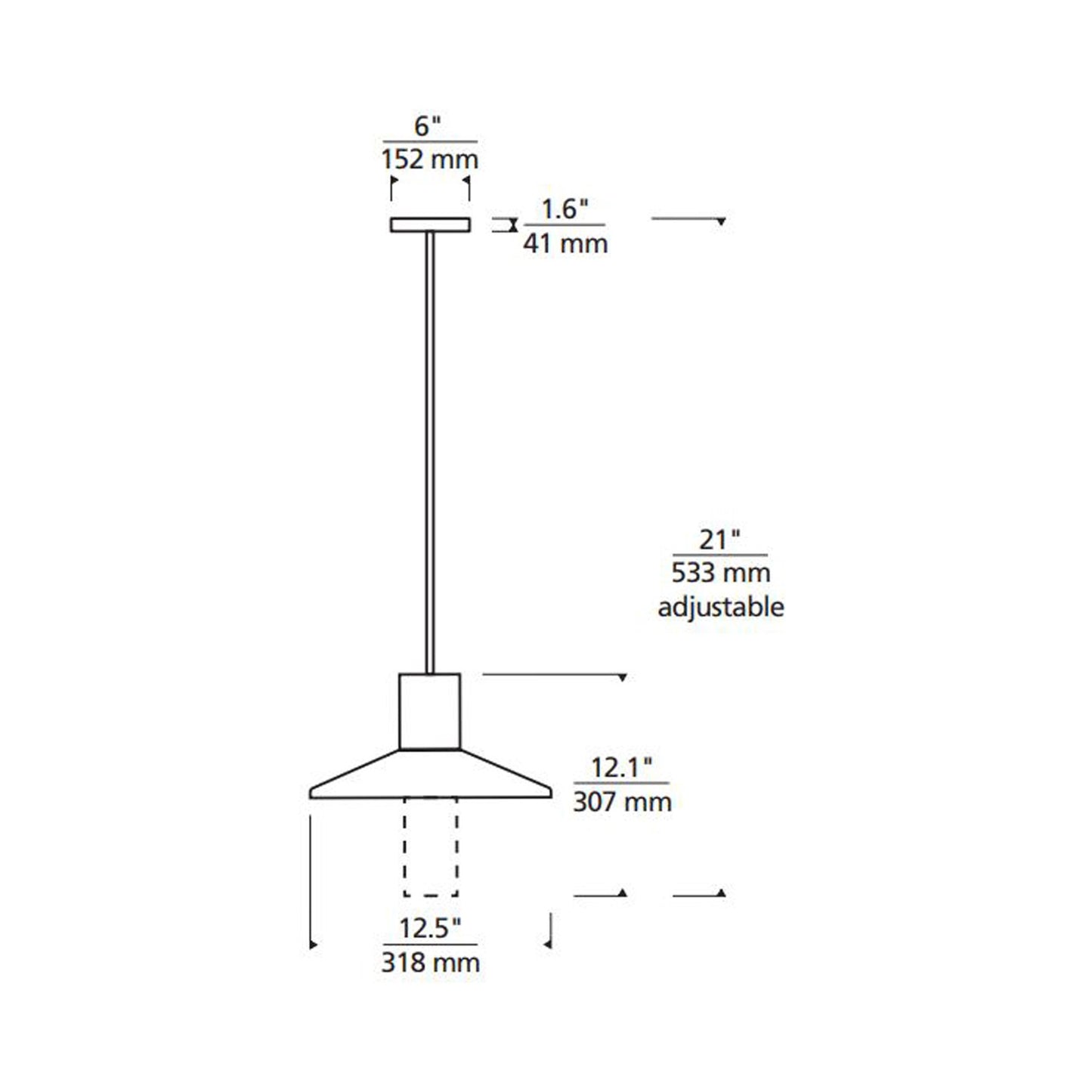 Ash Outdoor LED Pendant Light with Clear Cylinder - line drawing.