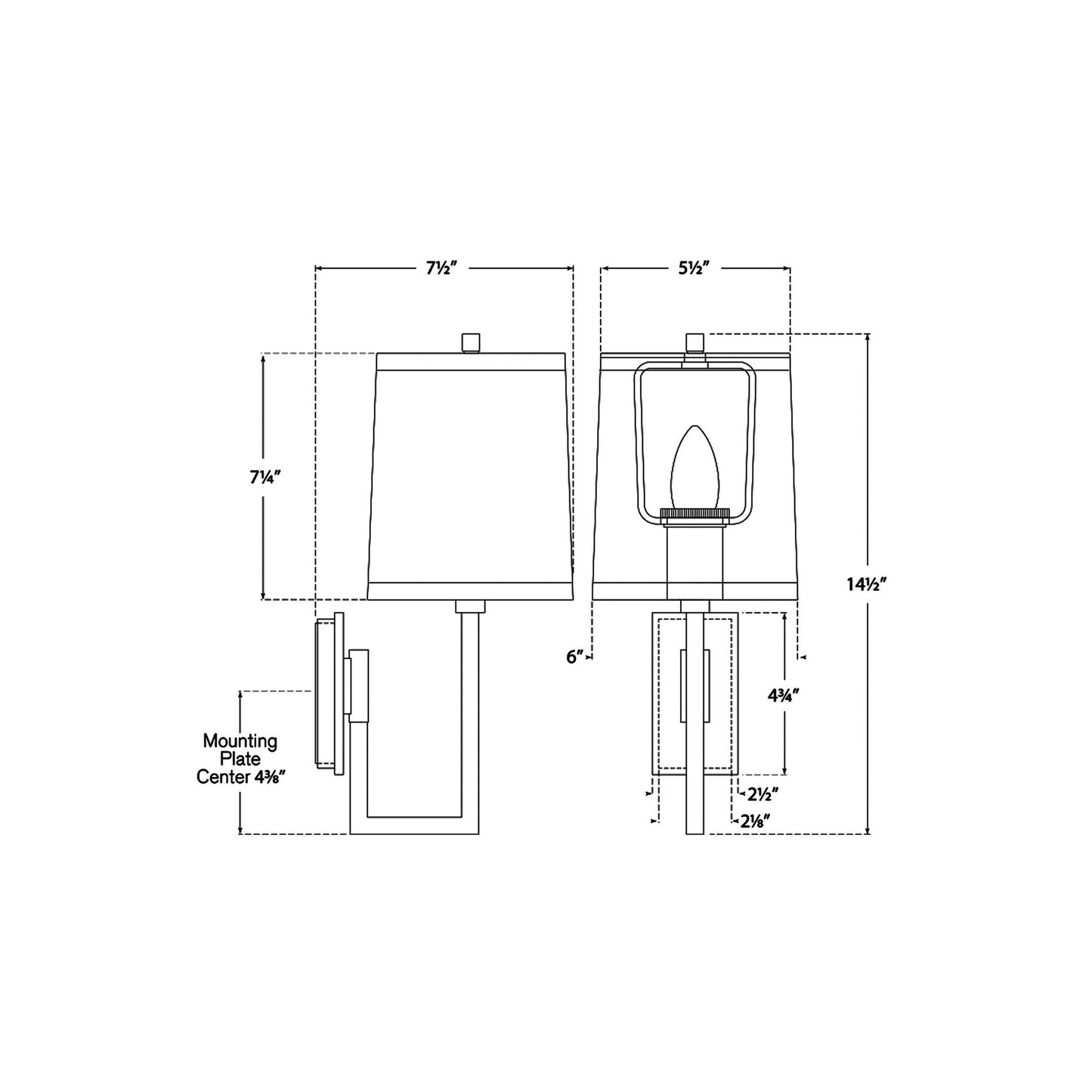 Aspect Library Wall Light by Visual Comfort - Overstock - line drawing.