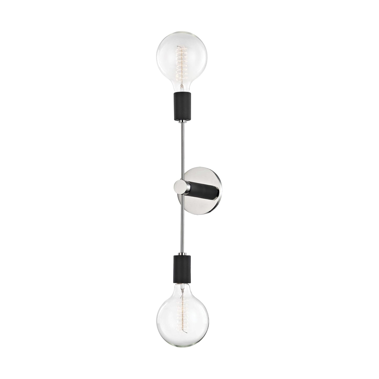 Astrid Wall Light in Polished Nickel / Black.