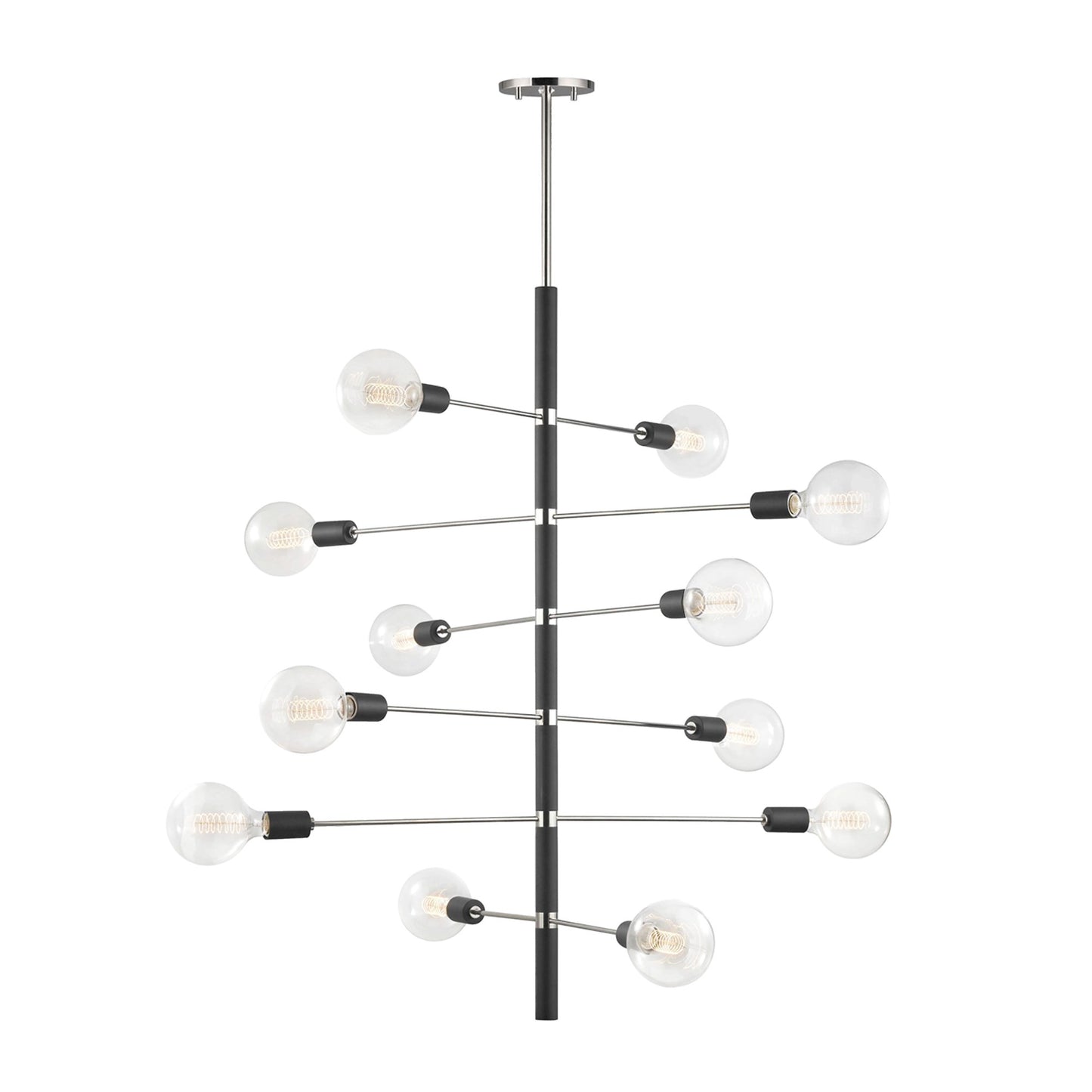 Astrid Multi Light Chandelier in Polished Nickel / Black (12-Light).