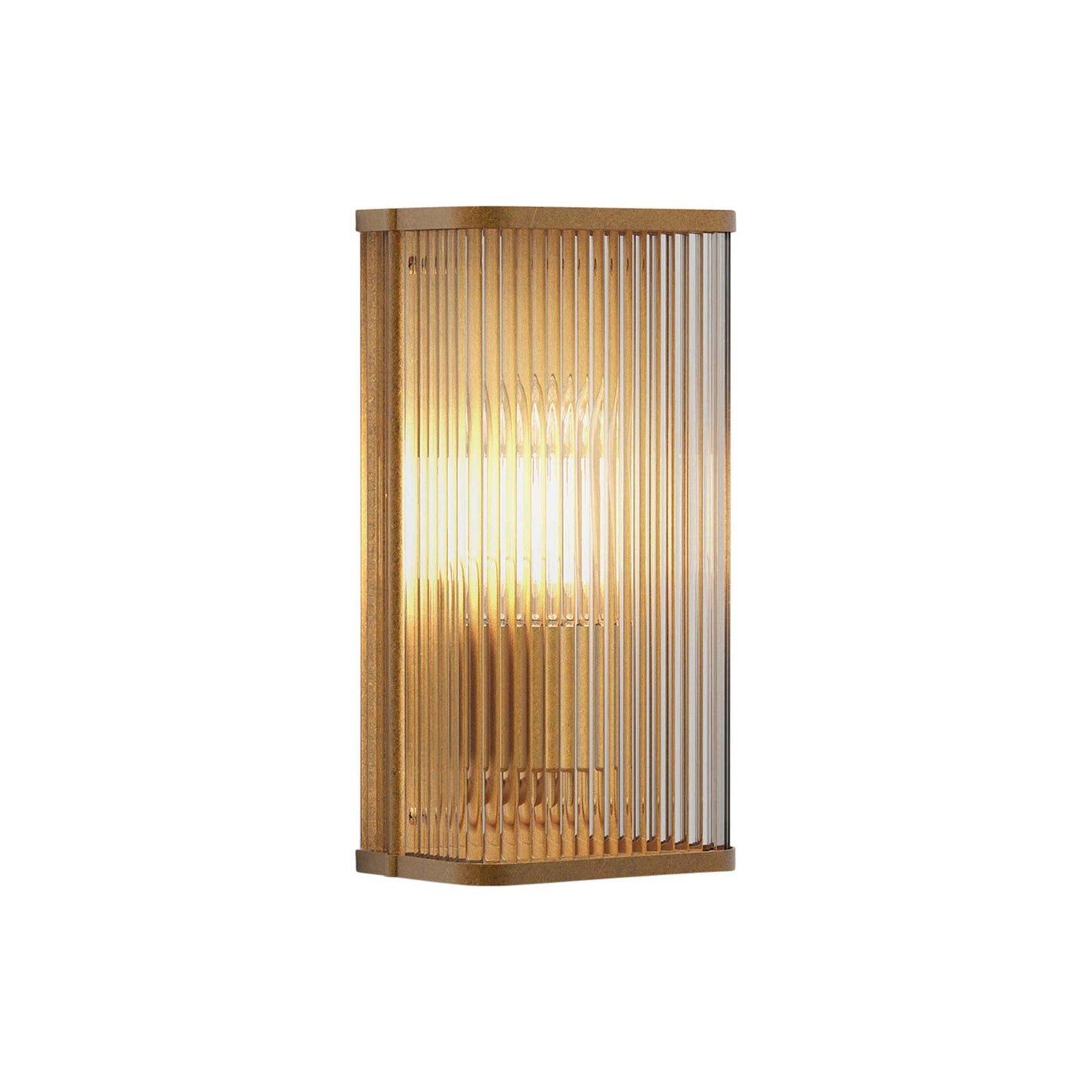 Avignon Square LED Wall Light in Antique Brass (1-Light).