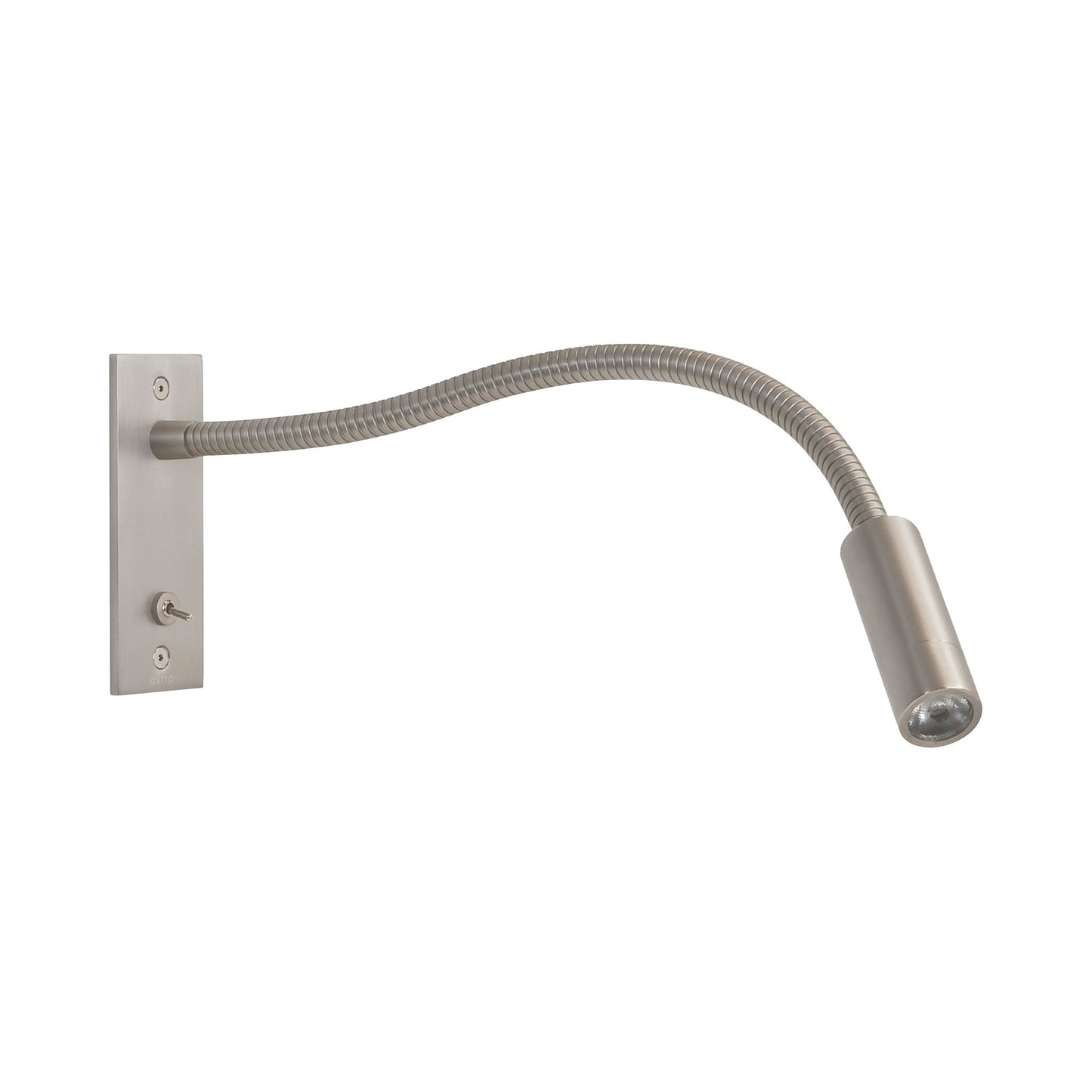 Leo Switched LED Reading Wall Light in Matt Nickel.