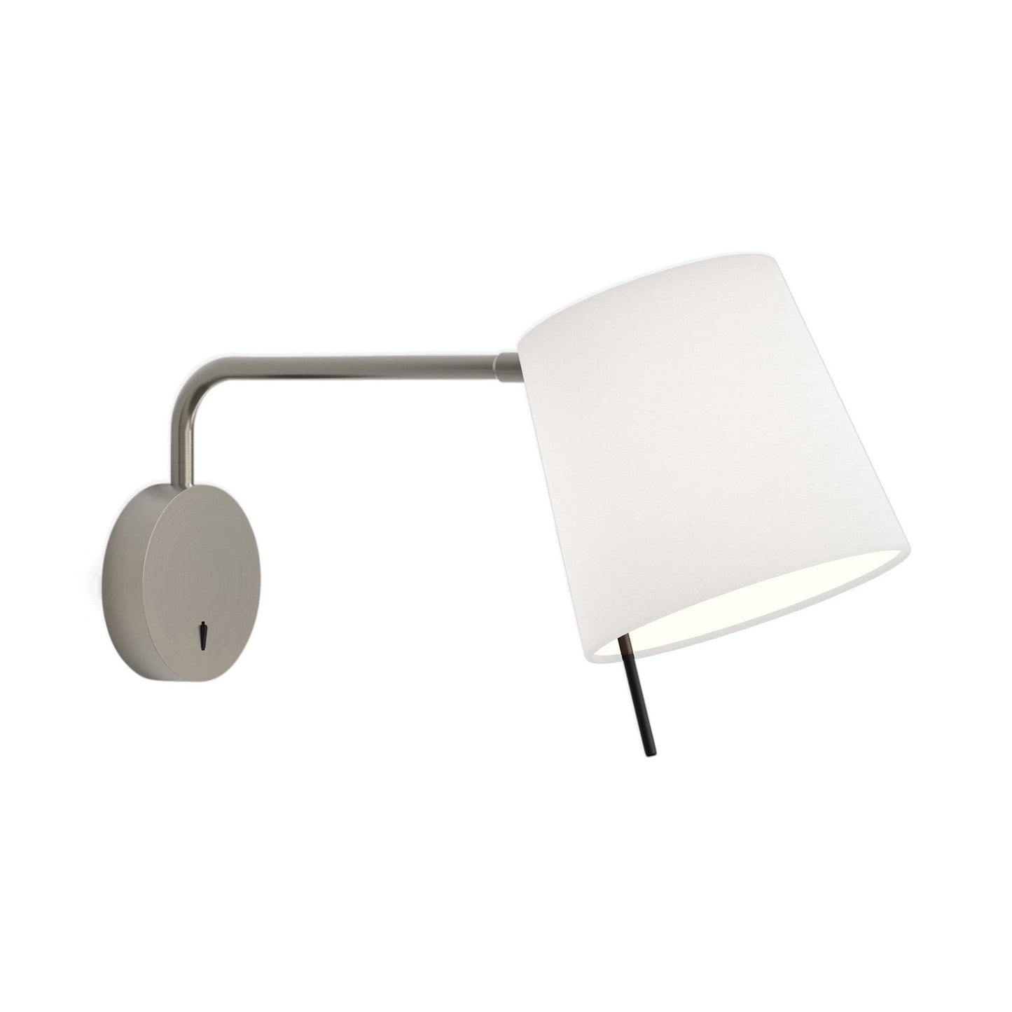 Mitsu LED Swing Arm Wall Light in Matt Nickel/White.